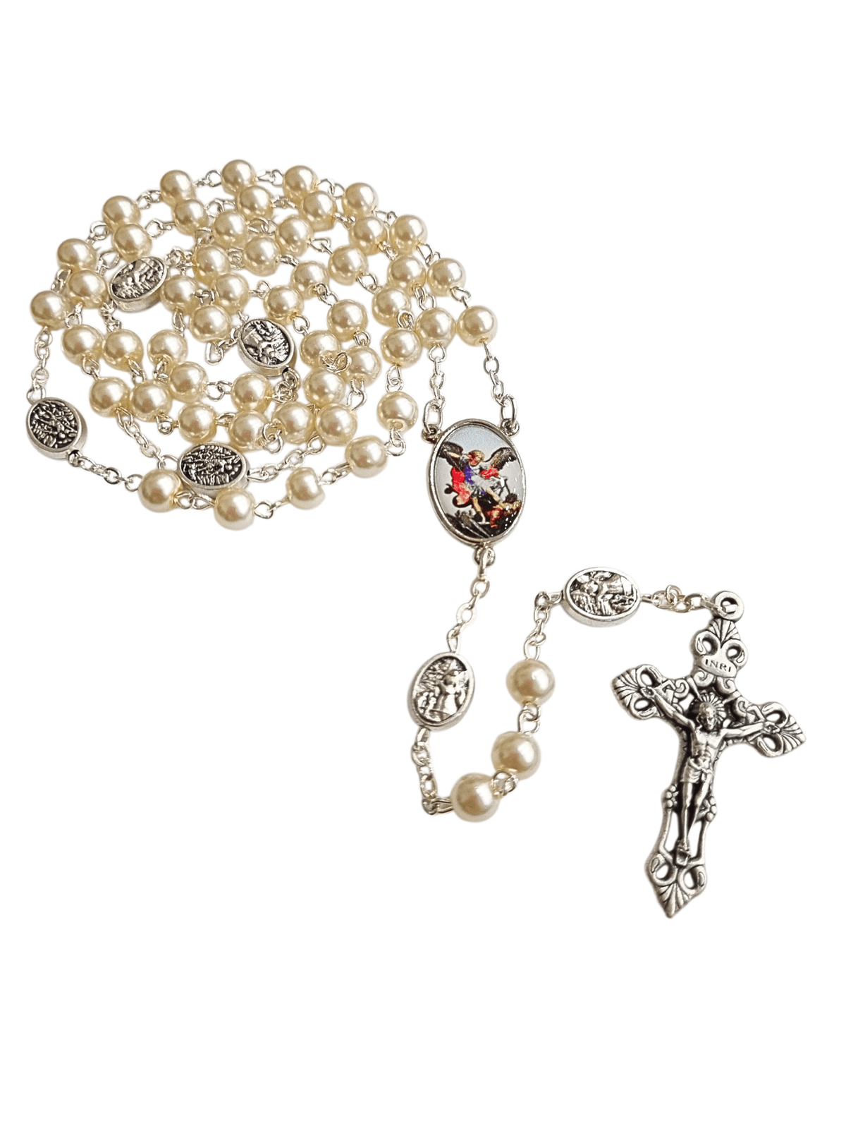 Terço Italiano Perolado São Miguel 6 mm-TerraCotta Arte Sacra