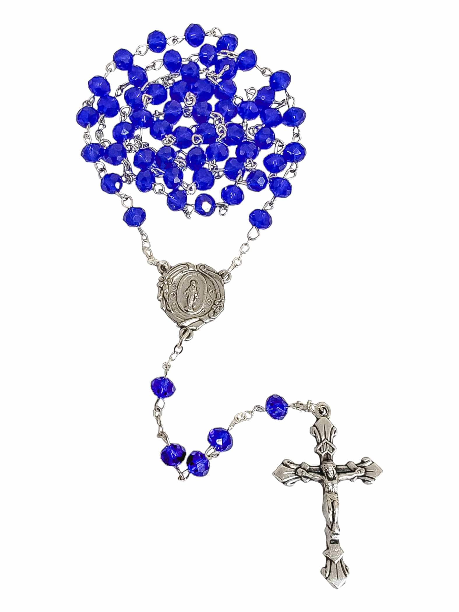 Terço Italiano de Cristal Azul Royal 6 mm-TerraCotta Arte Sacra