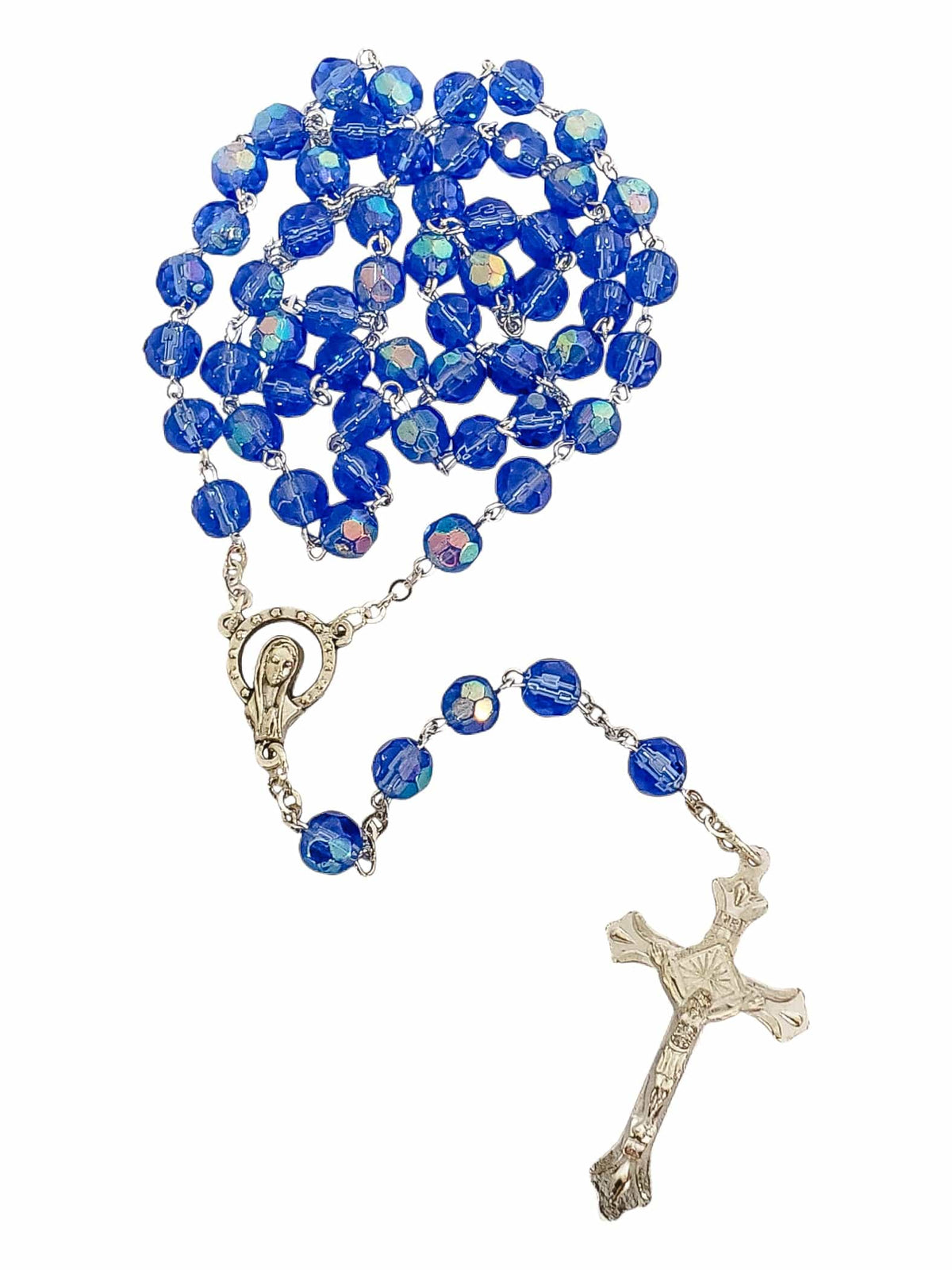 Terço Italiano de Cristal Nobre Azul-TerraCotta Arte Sacra