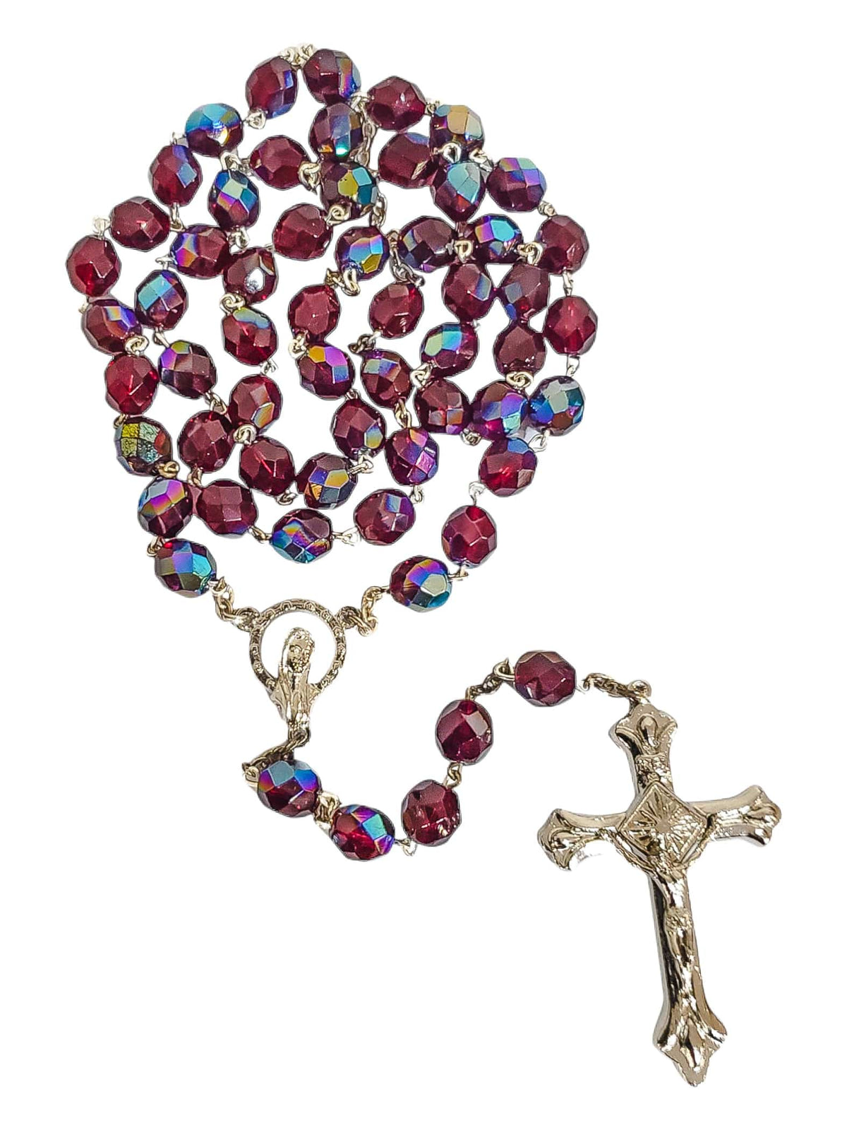 Terço Italiano de Cristal Nobre Preto-TerraCotta Arte Sacra