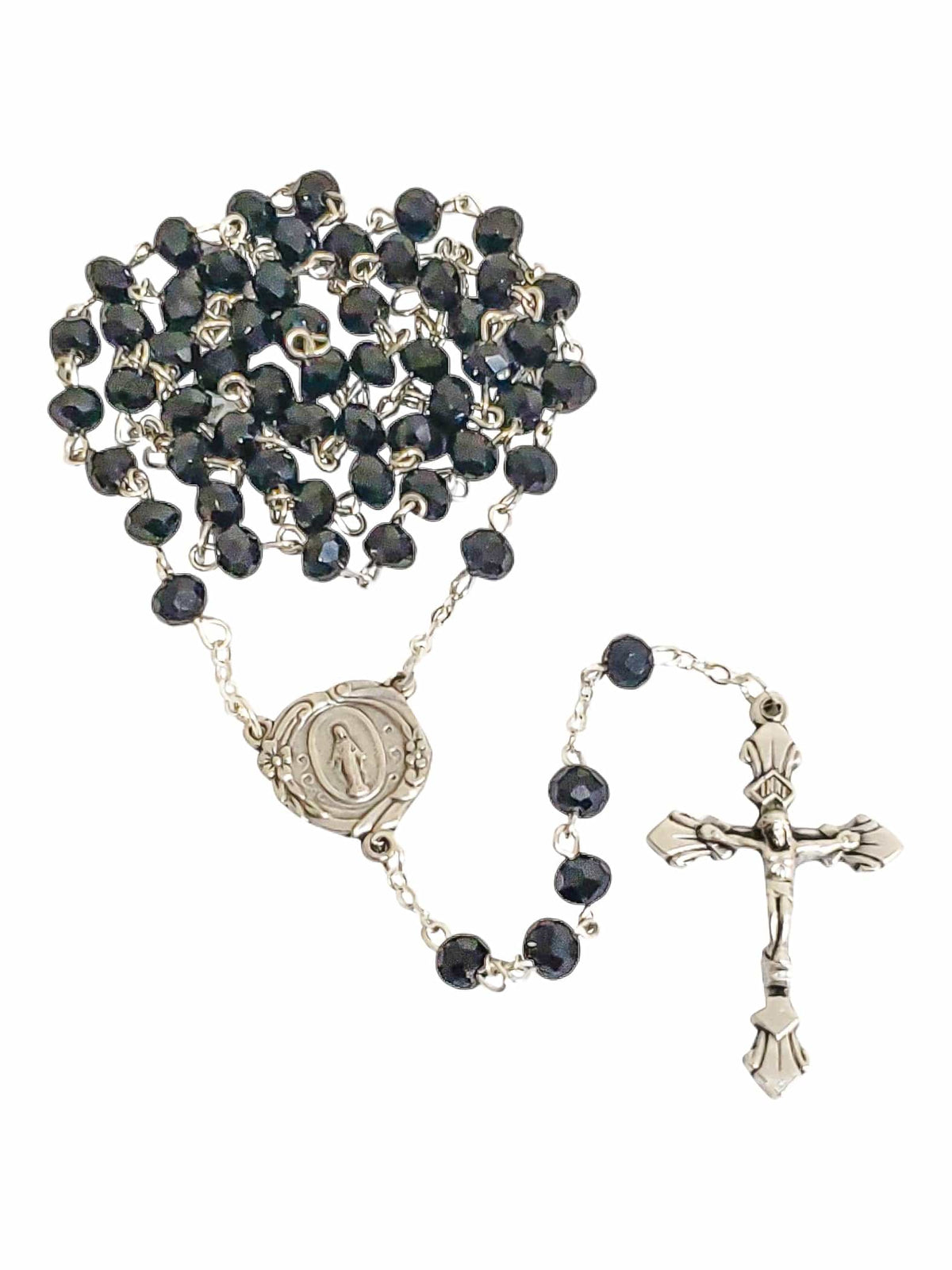 Terço Italiano de Cristal Preto 6 mm-TerraCotta Arte Sacra