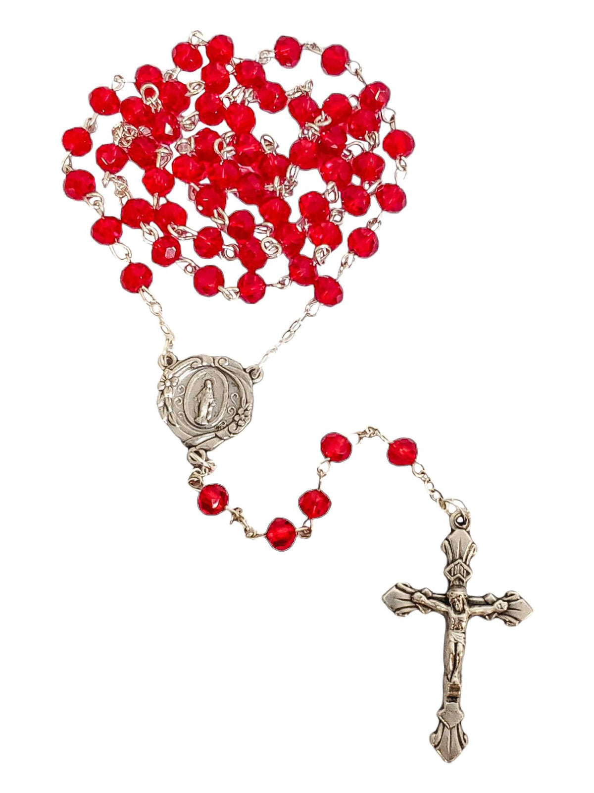 Terço Italiano de Cristal Vermelho 6 mm-TerraCotta Arte Sacra