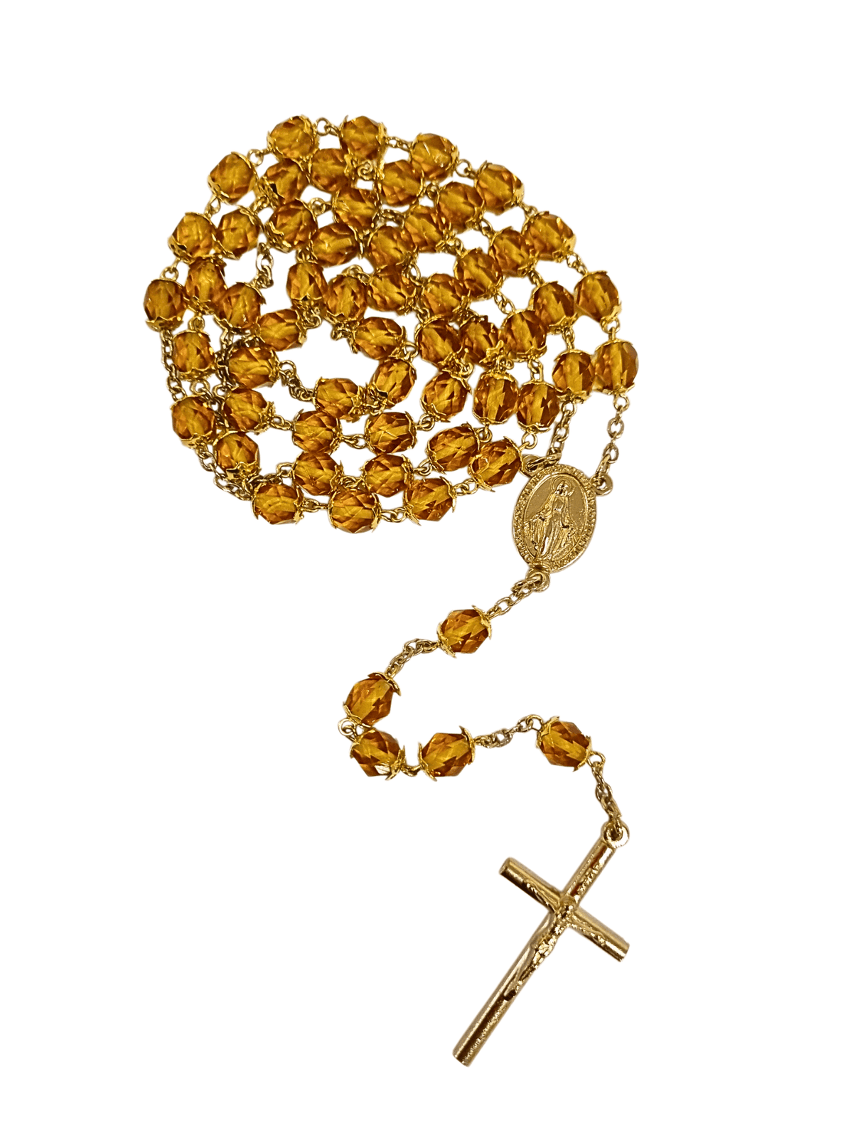 Terço Italiano de Cristal com Tulipa Amarelo 6 mm-TerraCotta Arte Sacra