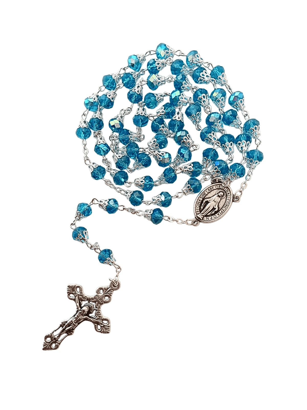 Terço Italiano de Cristal com Tulipa Azul 8 mm-TerraCotta Arte Sacra