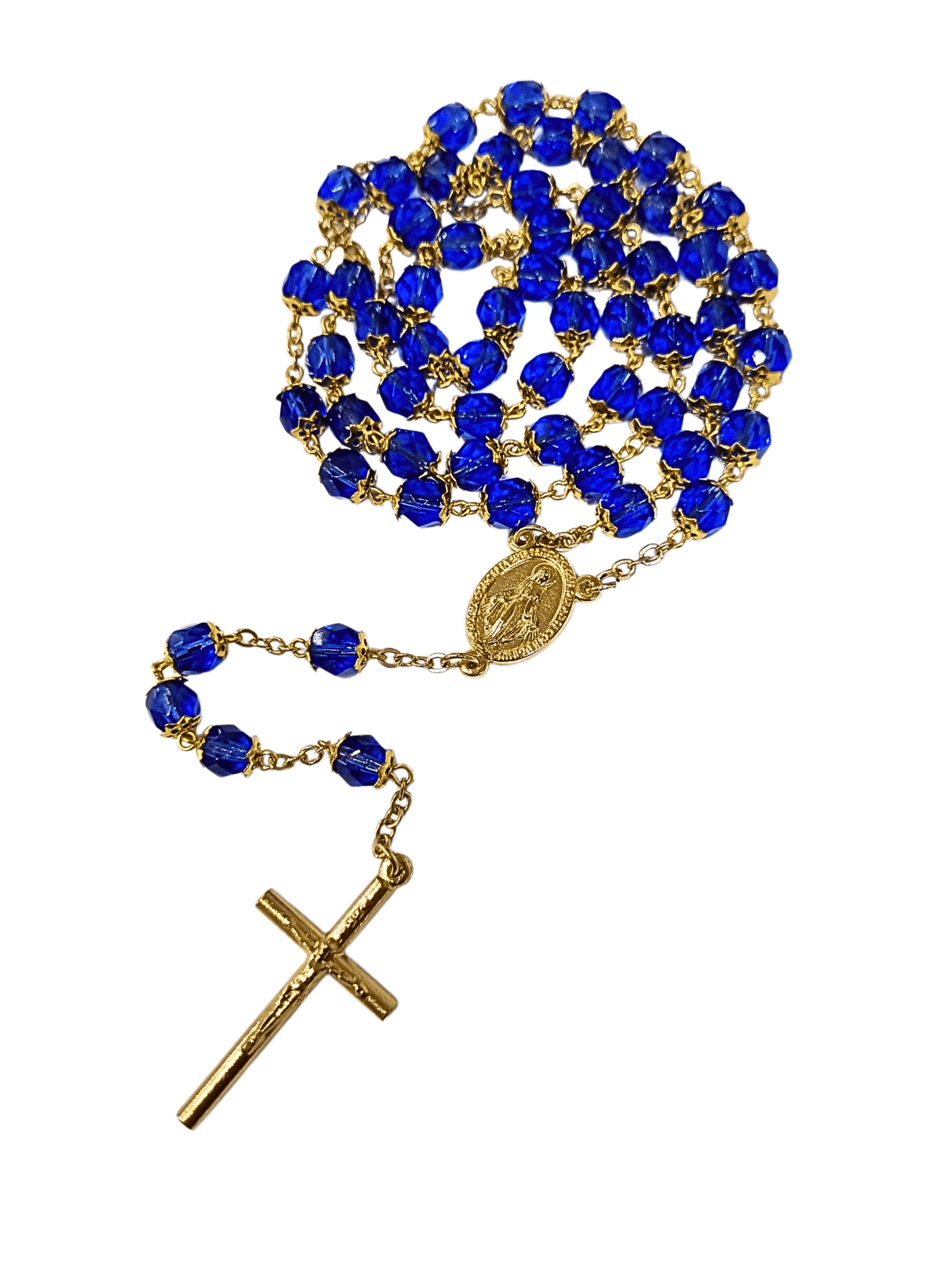 Terço Italiano de Cristal com Tulipa Azul Royal 6 mm-TerraCotta Arte Sacra