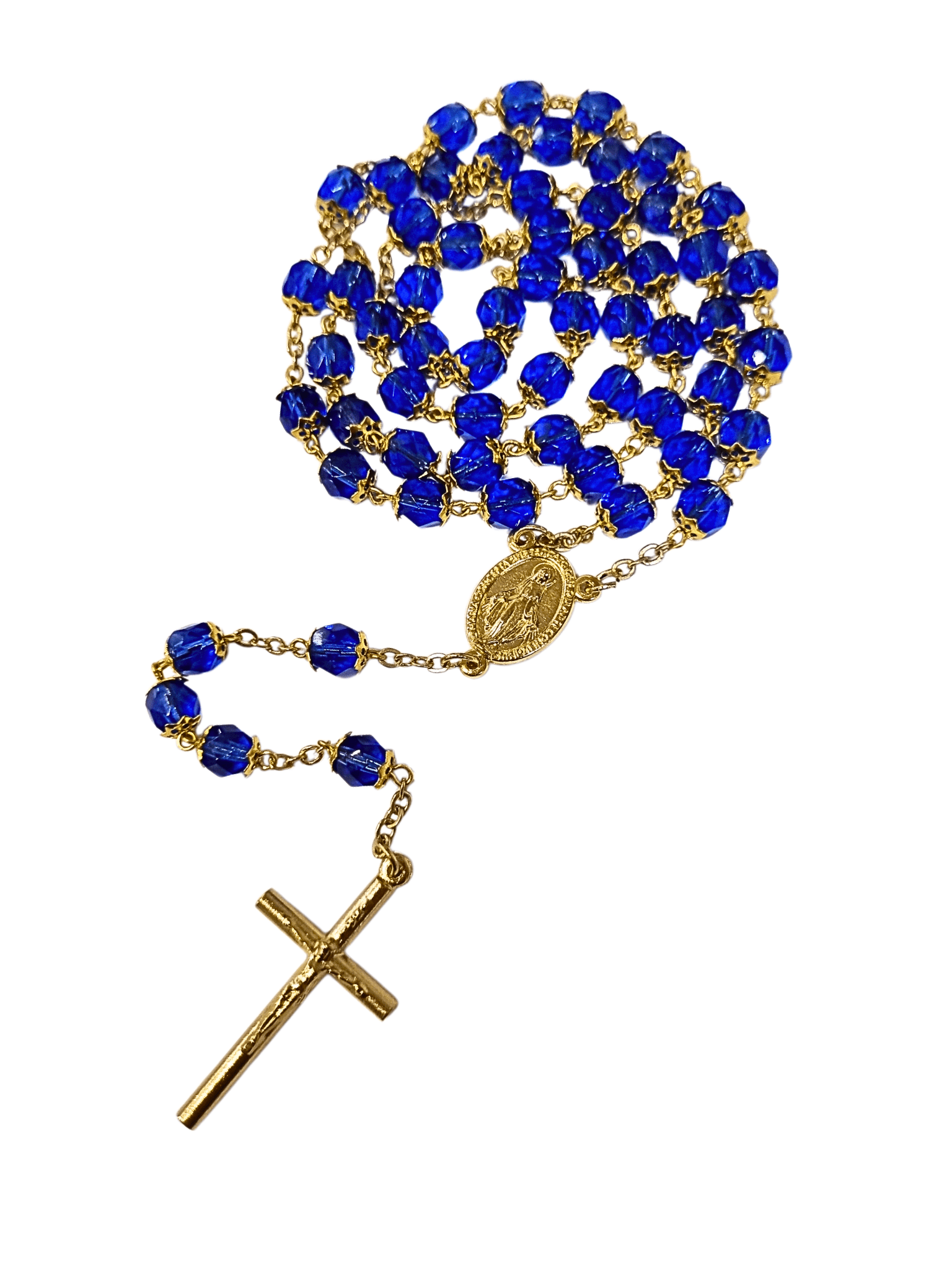 Terço Italiano de Cristal com Tulipa Azul Royal 6 mm-TerraCotta Arte Sacra