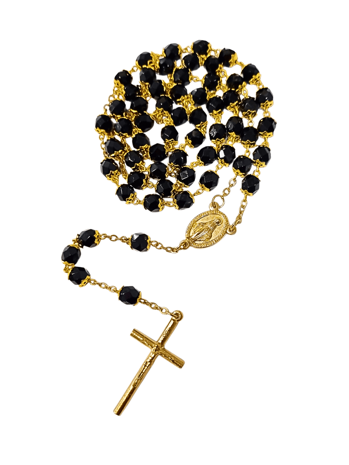 Terço Italiano de Cristal com Tulipa Preto 6 mm-TerraCotta Arte Sacra