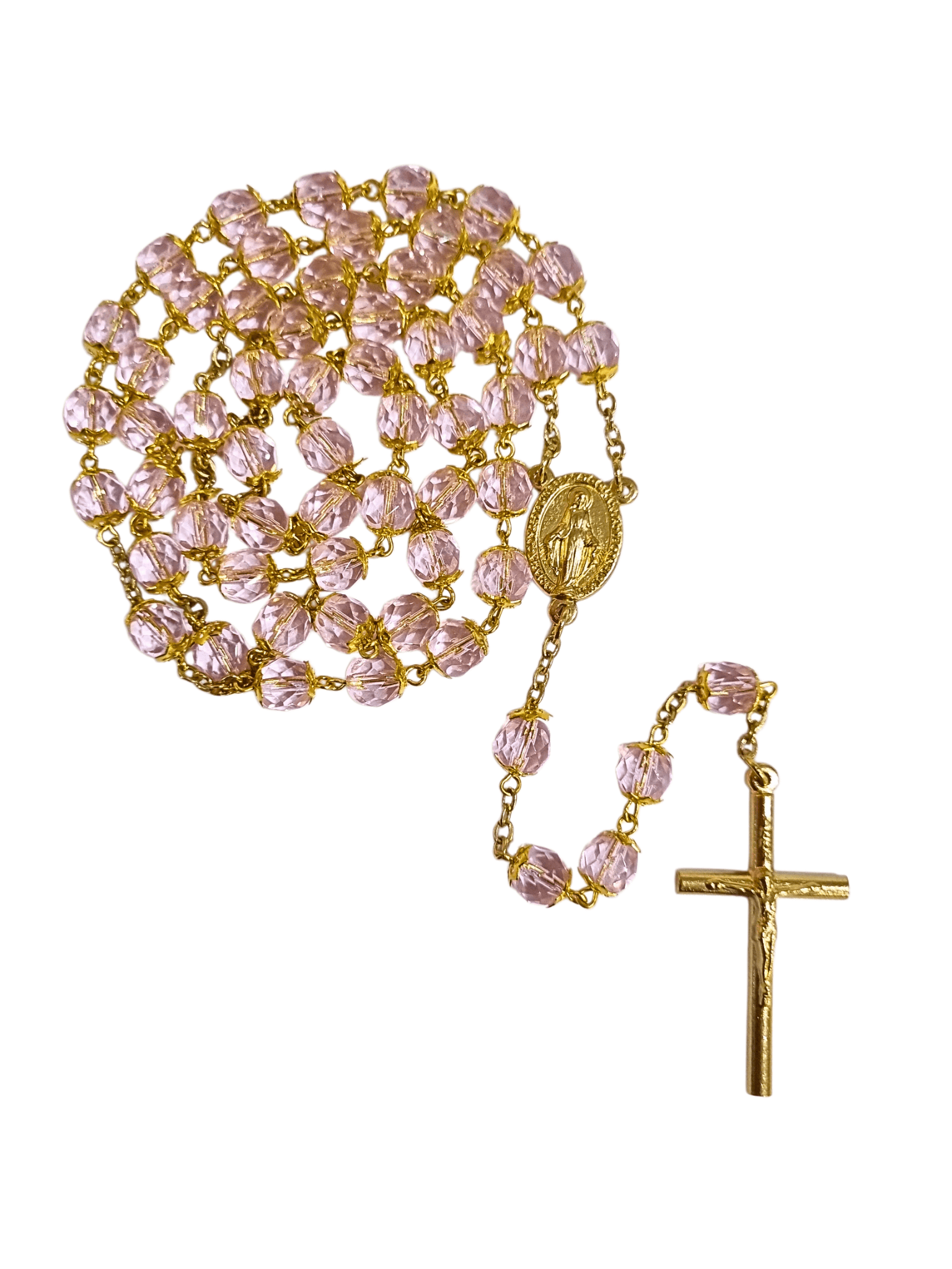 Terço Italiano de Cristal com Tulipa Rosa 6 mm-TerraCotta Arte Sacra