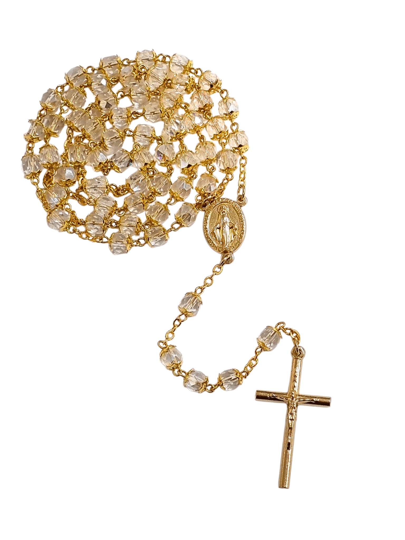 Terço Italiano de Cristal com Tulipa Transparente 5 mm-TerraCotta Arte Sacra