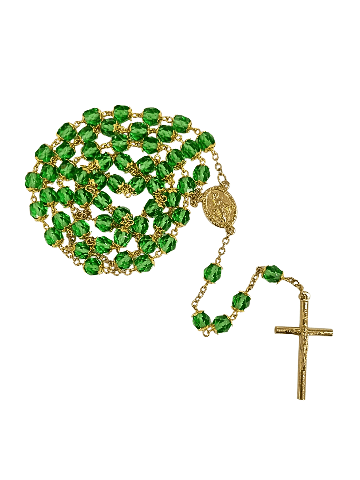 Terço Italiano de Cristal com Tulipa Verde 6 mm-TerraCotta Arte Sacra