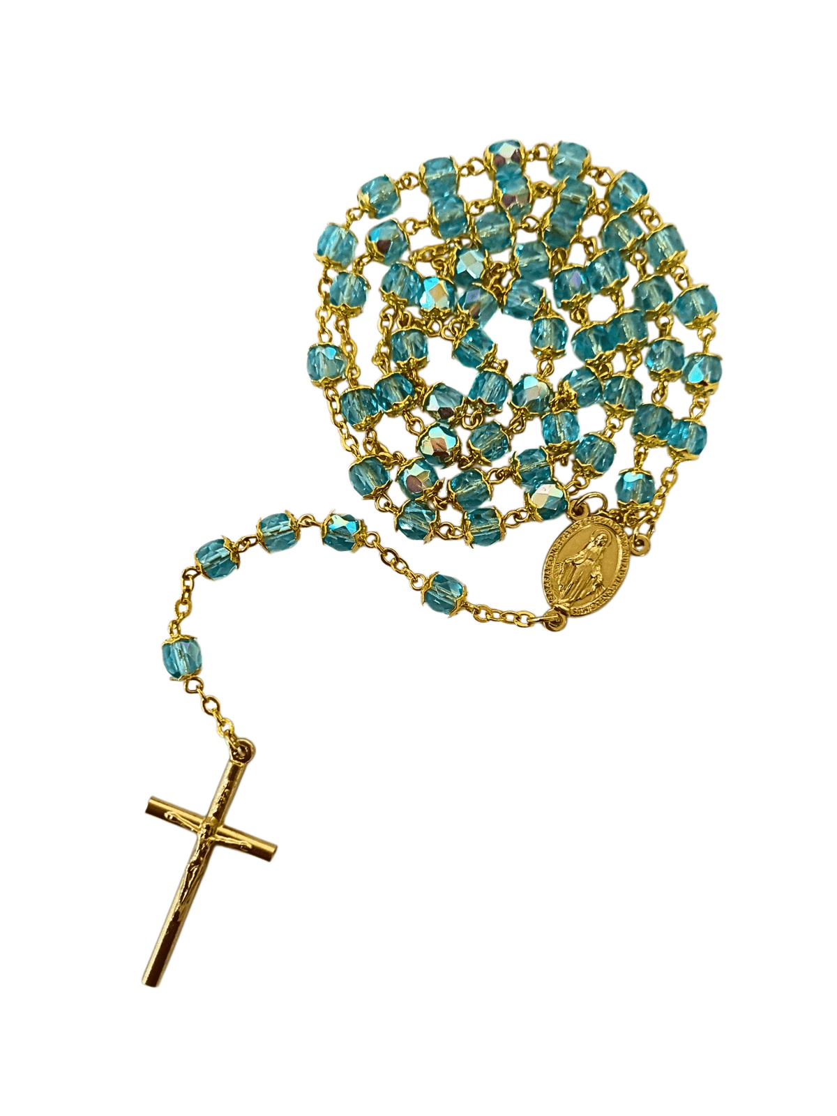 Terço Italiano de Cristal com Tulipas Azul 6 mm-TerraCotta Arte Sacra