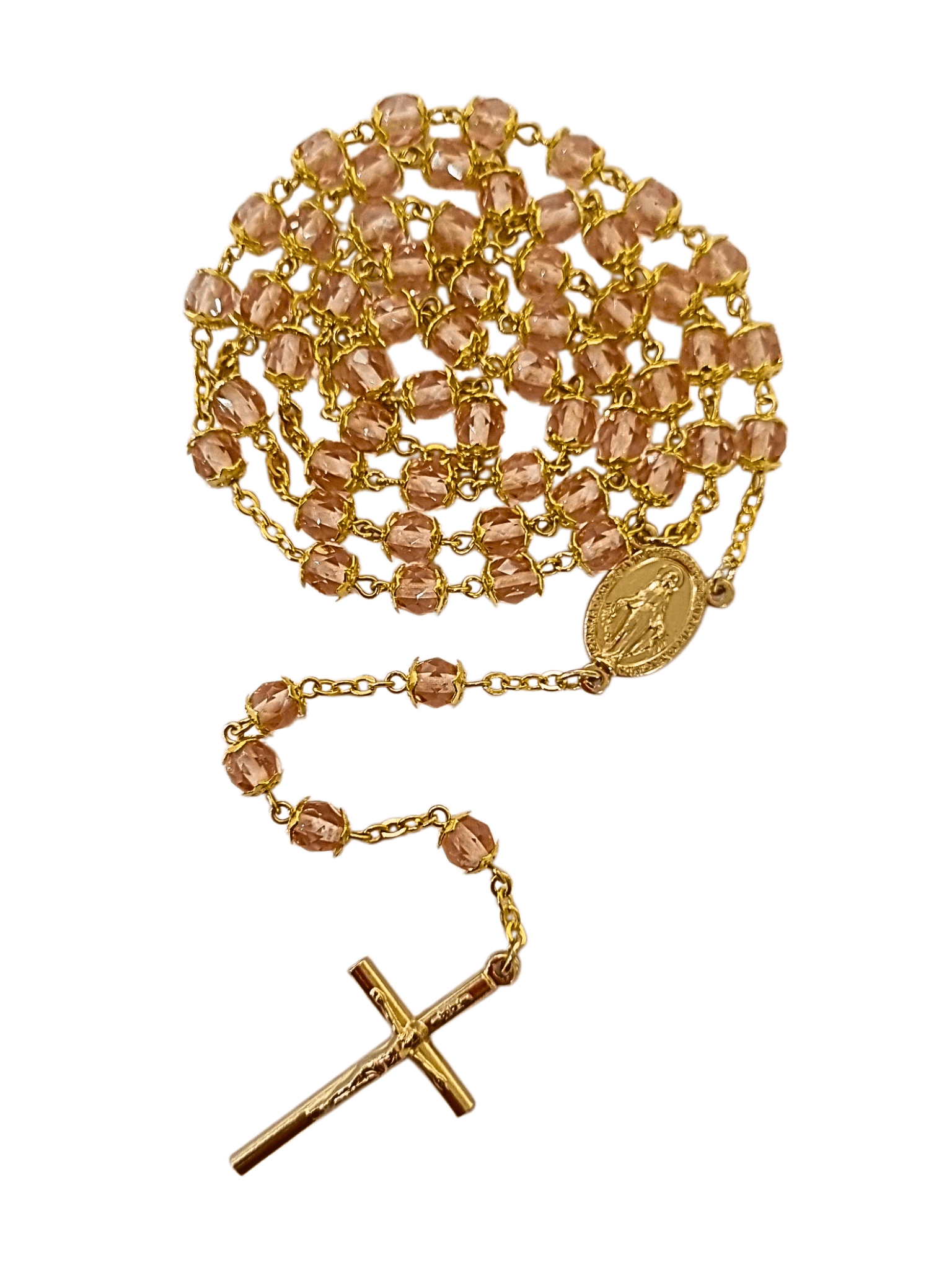 Terço Italiano de Cristal com Tulipas Rosa 6 mm-TerraCotta Arte Sacra