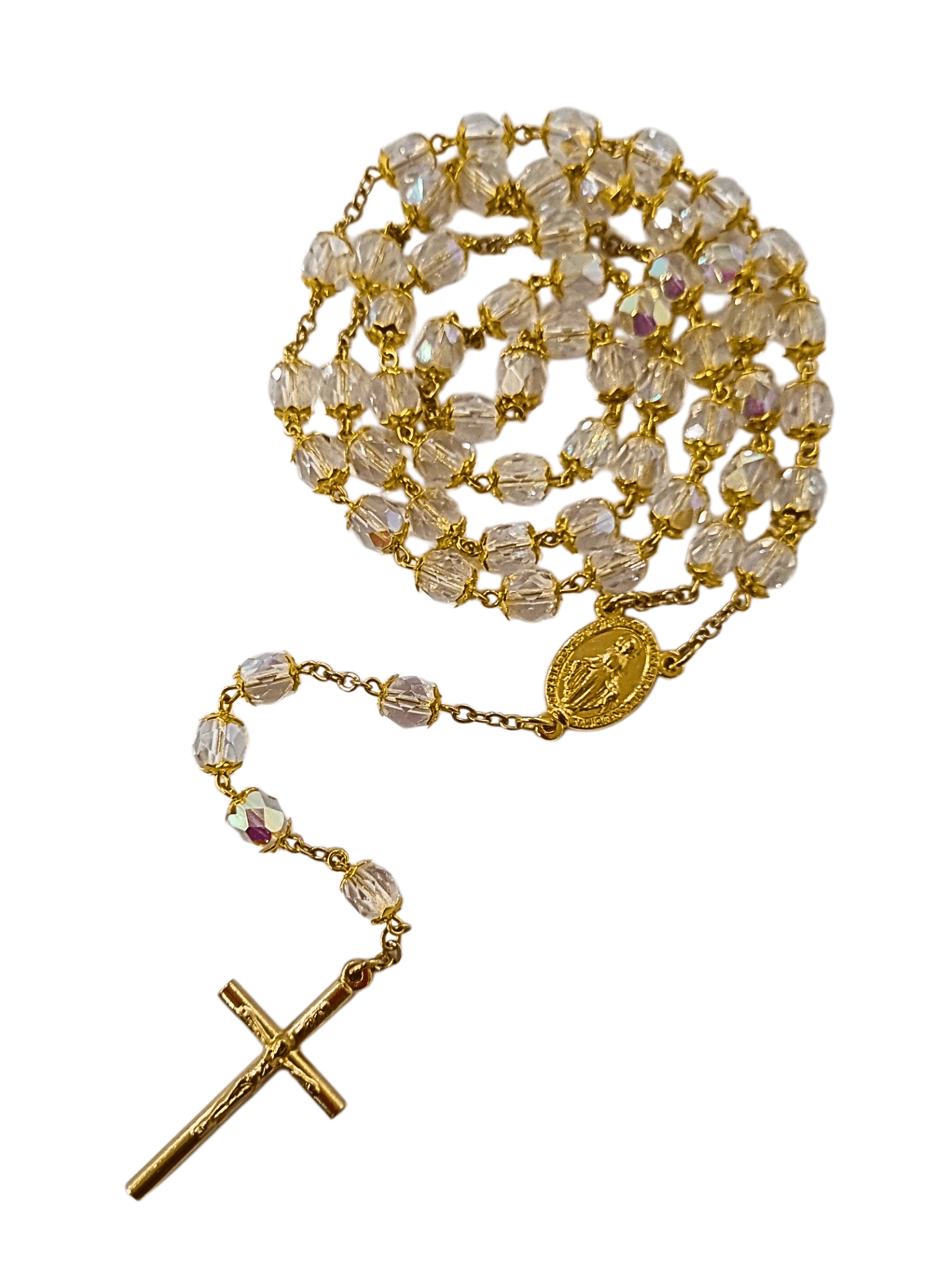 Terço Italiano de Cristal com Tulipas Transparente 6 mm-TerraCotta Arte Sacra