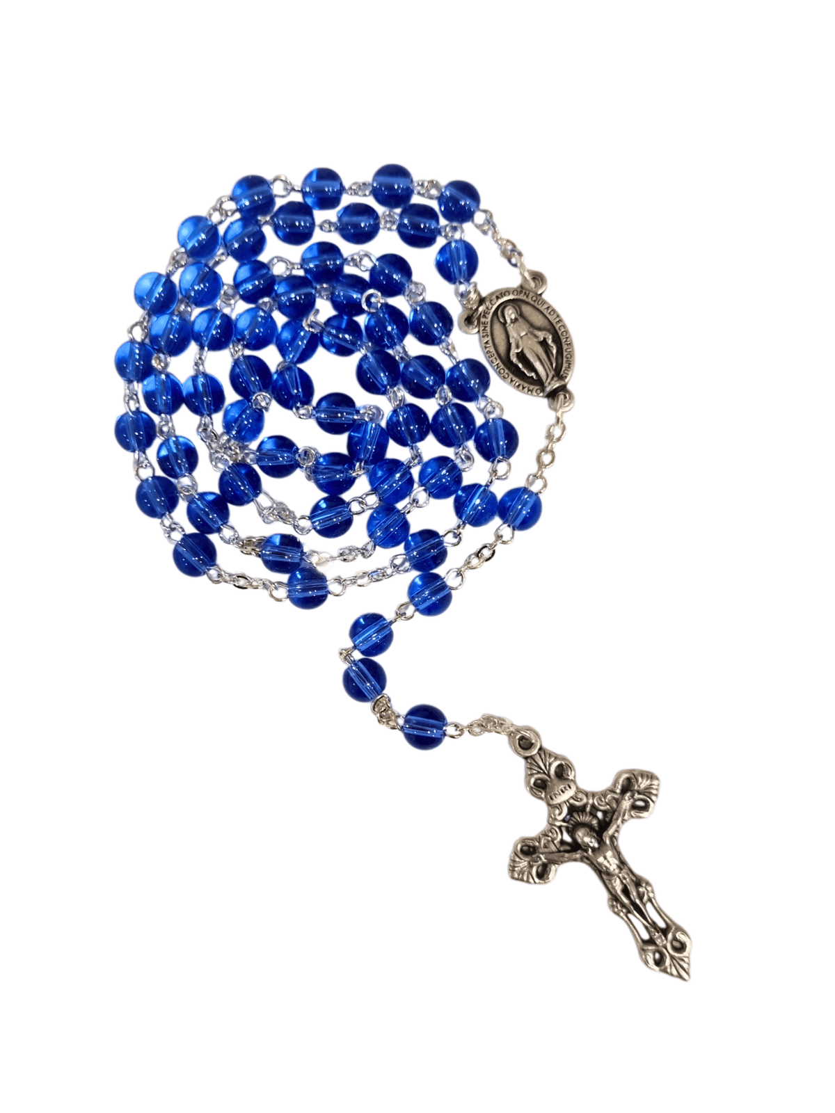 Terço Italiano de Cristal de Vidro Azul 6 mm-TerraCotta Arte Sacra