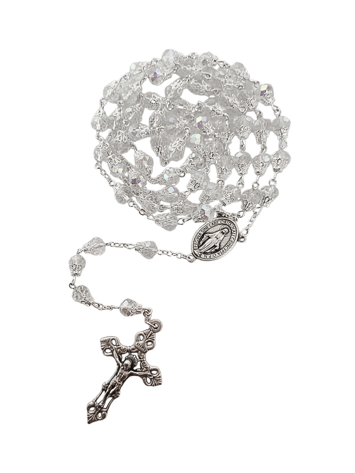 Terço Italiano de Cristal de Vidro Transparente com Tulipa 8 mm-TerraCotta Arte Sacra