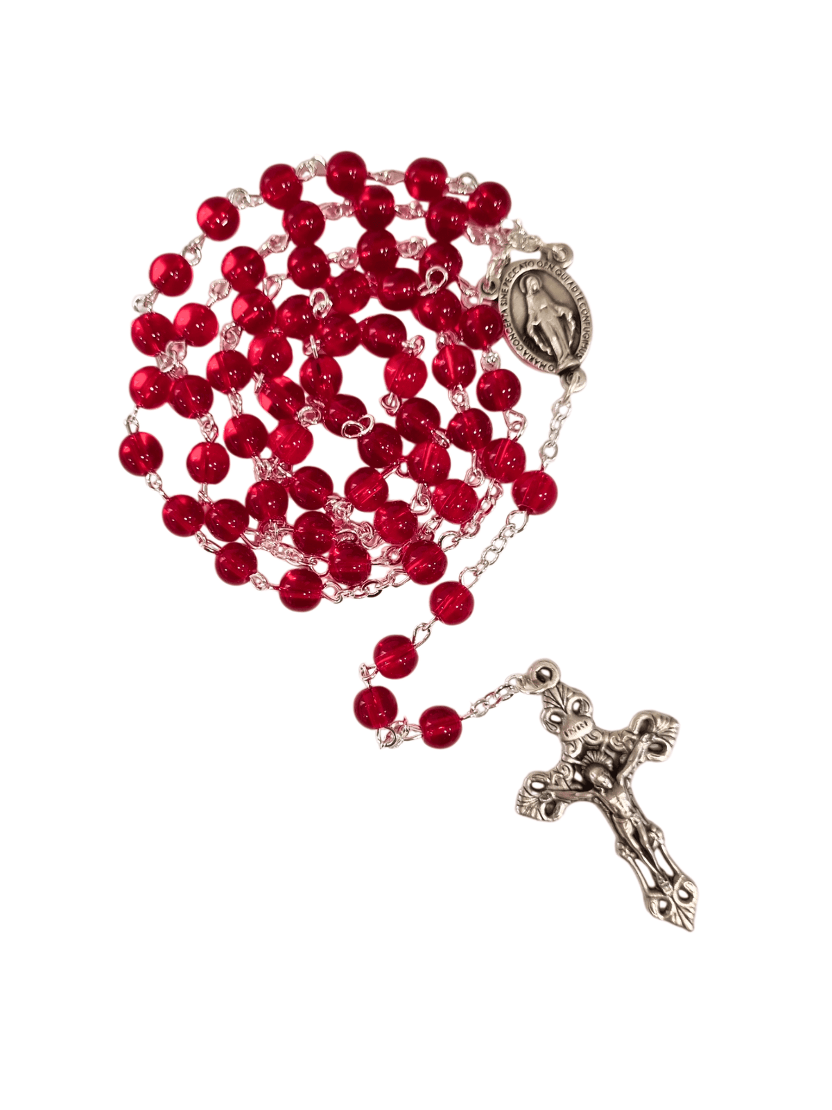 Terço Italiano de Cristal de Vidro Vermelho 6 mm-TerraCotta Arte Sacra