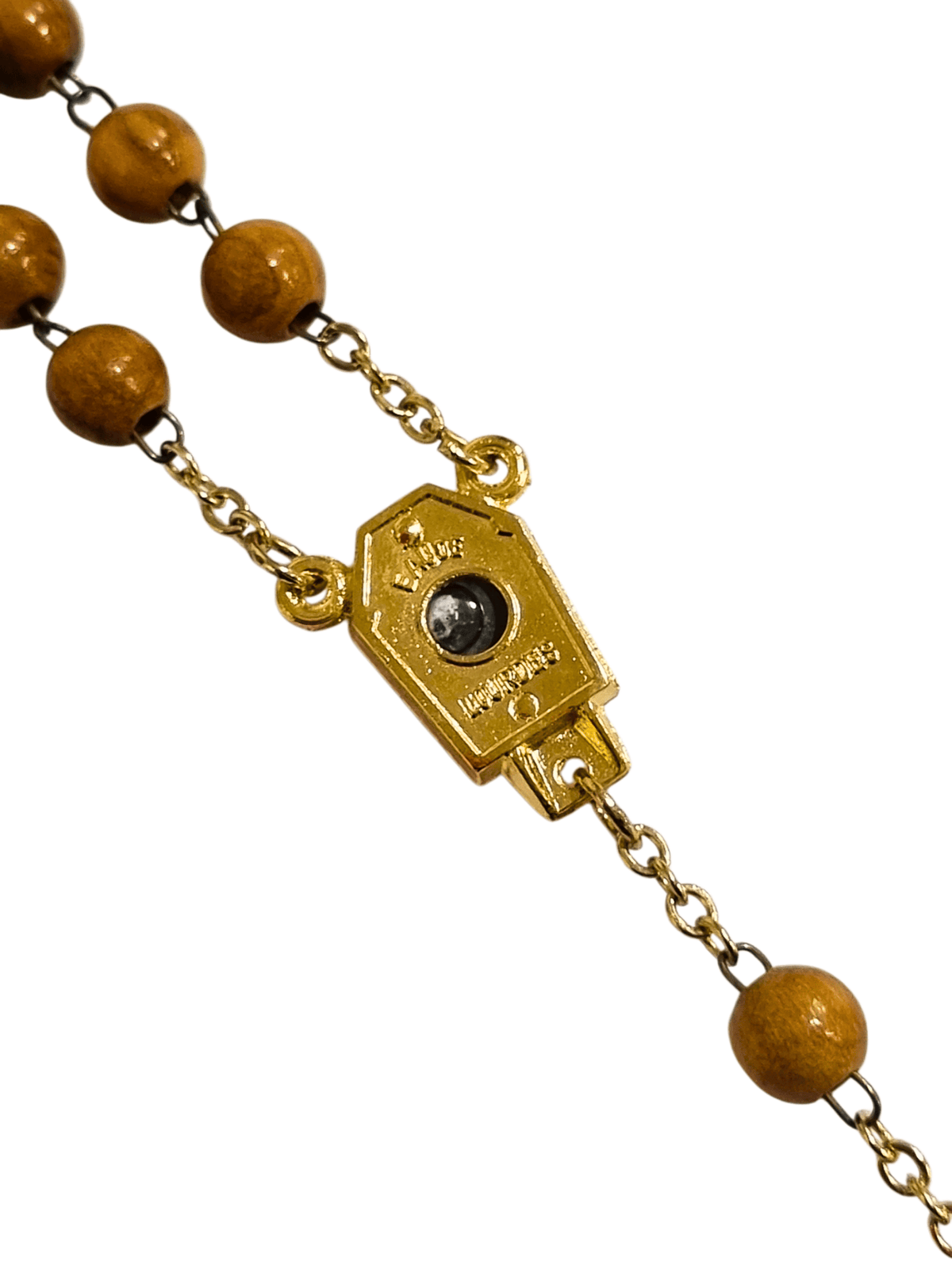 Terço Italiano de Madeira Cruz de Jerusalém com Relicário de Lourdes 6 mm-TerraCotta Arte Sacra