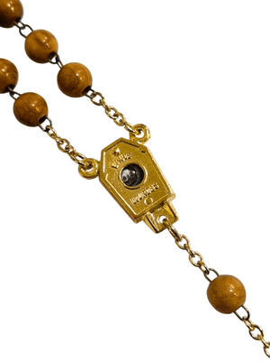 Terço Italiano de Madeira Cruz de Jerusalém com Relicário de Lourdes 6 mm-TerraCotta Arte Sacra