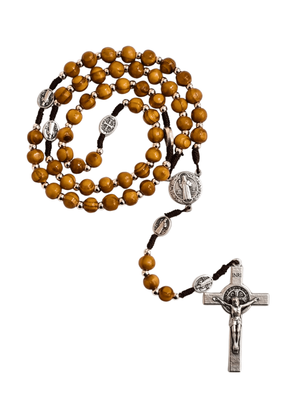 Terço Italiano de Madeira São Bento 8 mm-TerraCotta Arte Sacra