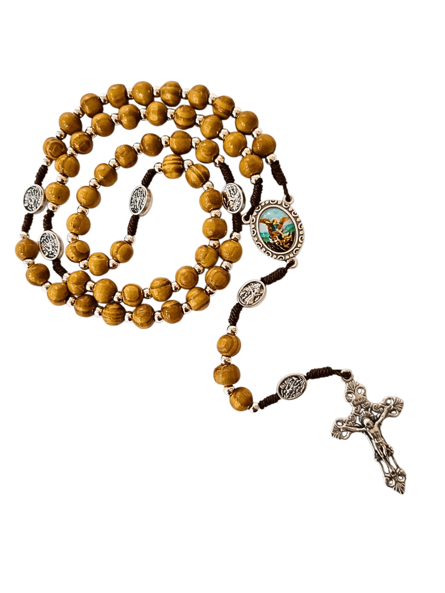 Terço Italiano de Madeira São Miguel 8 mm-TerraCotta Arte Sacra