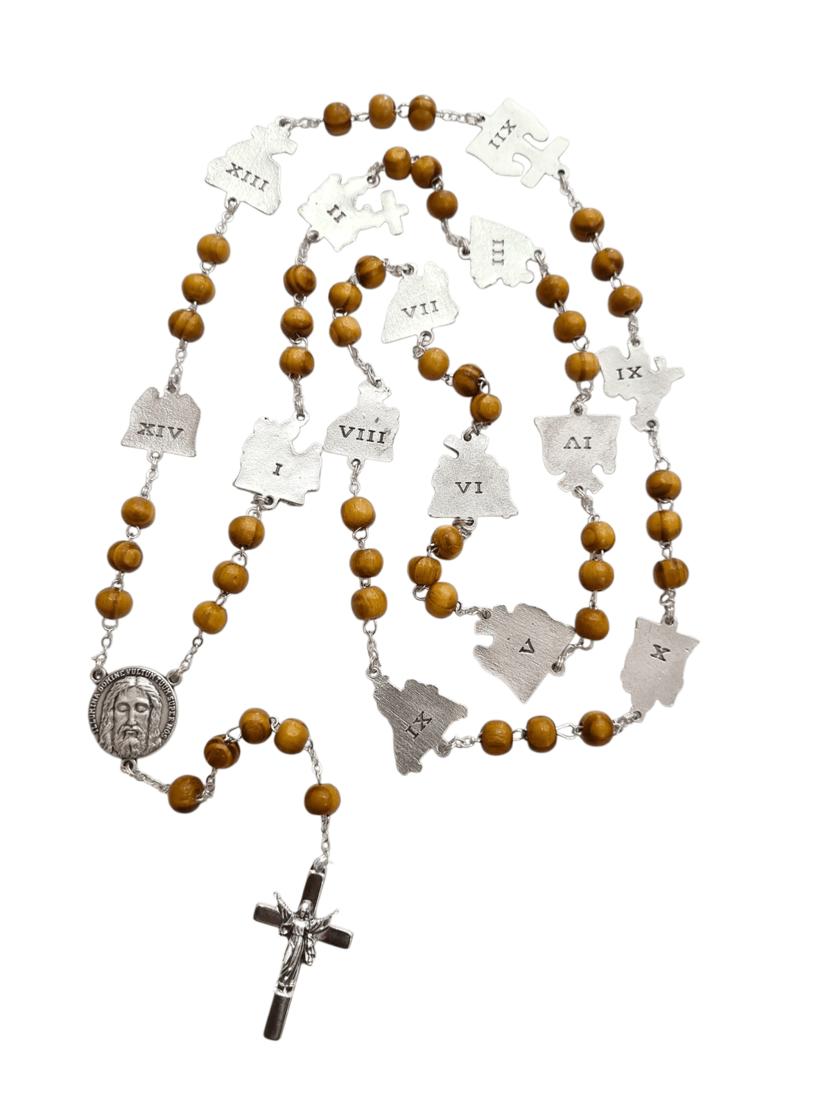 Terço Italiano de Madeira Via Sacra-TerraCotta Arte Sacra