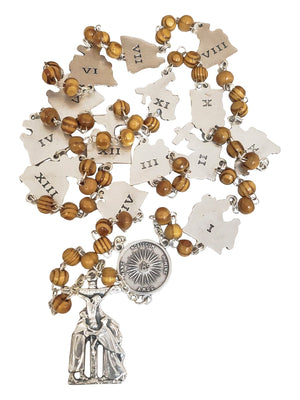 Terço Italiano de Madeira Via Sacra-TerraCotta Arte Sacra