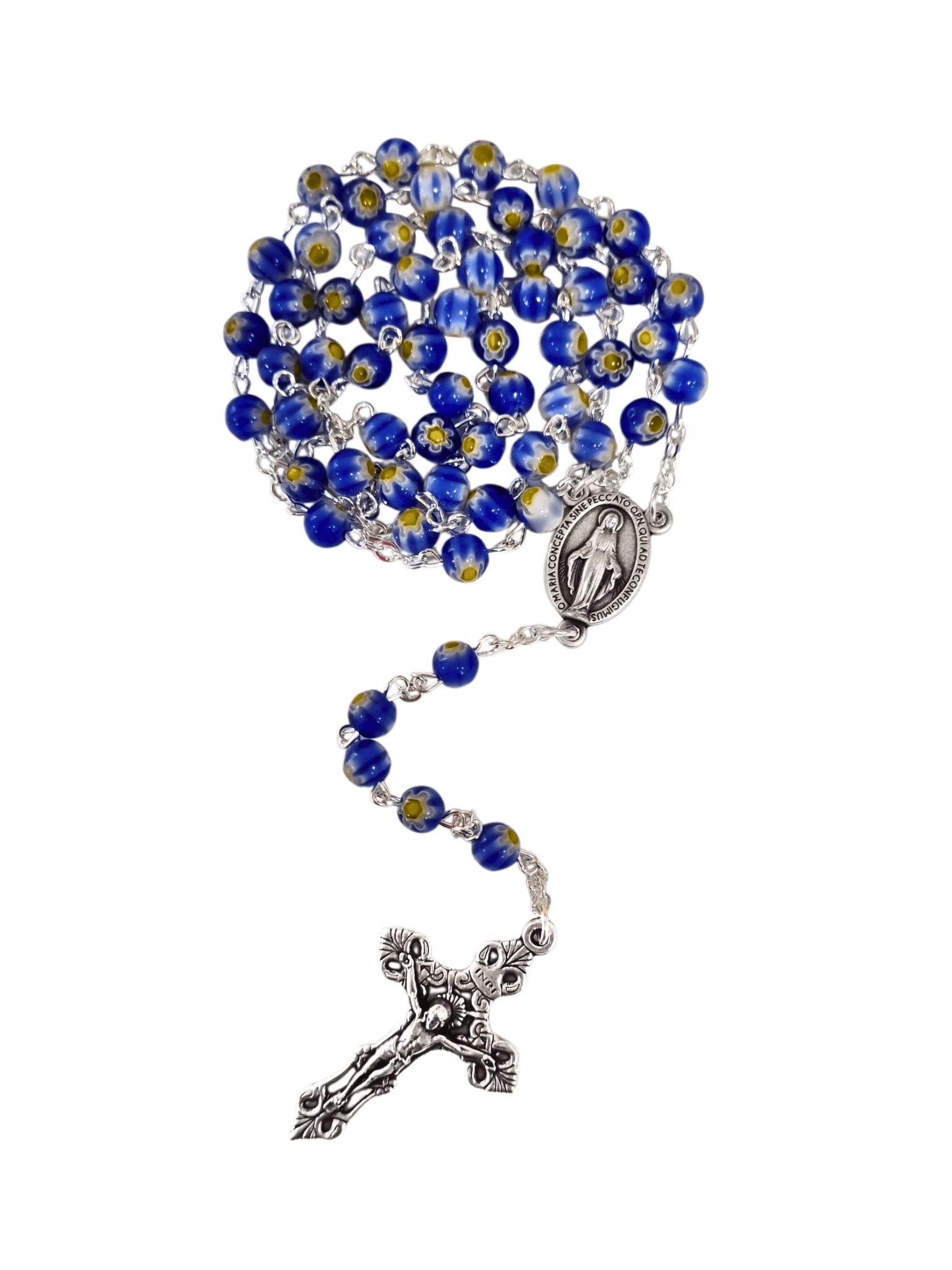 Terço Italiano de Mosaico Veneziano Azul 6 mm-TerraCotta Arte Sacra