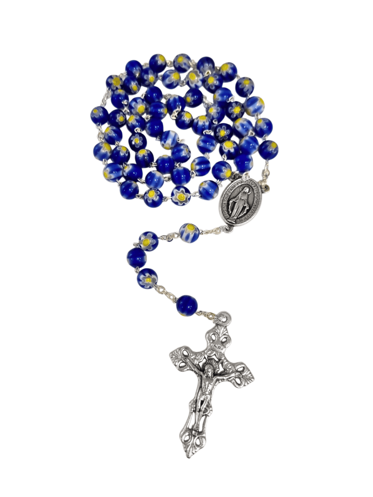 Terço Italiano de Mosaico Veneziano Azul 8 mm-TerraCotta Arte Sacra