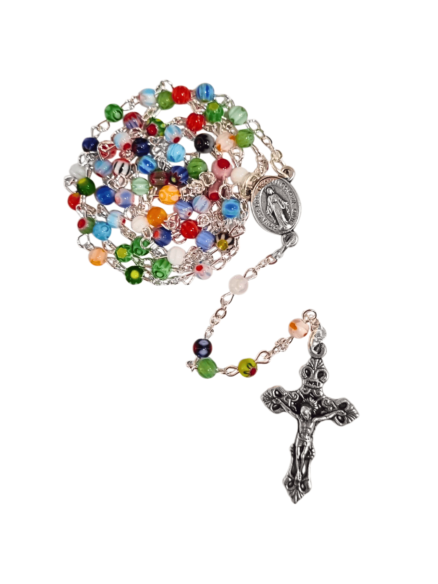 Terço Italiano de Mosaico Veneziano Colorido 4 mm-TerraCotta Arte Sacra