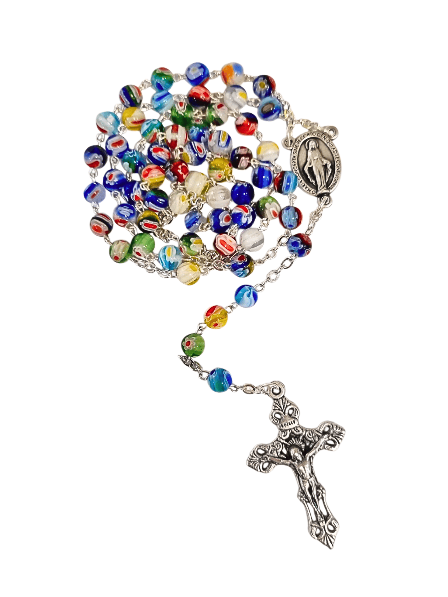 Terço Italiano de Mosaico Veneziano Colorido 6 mm-TerraCotta Arte Sacra