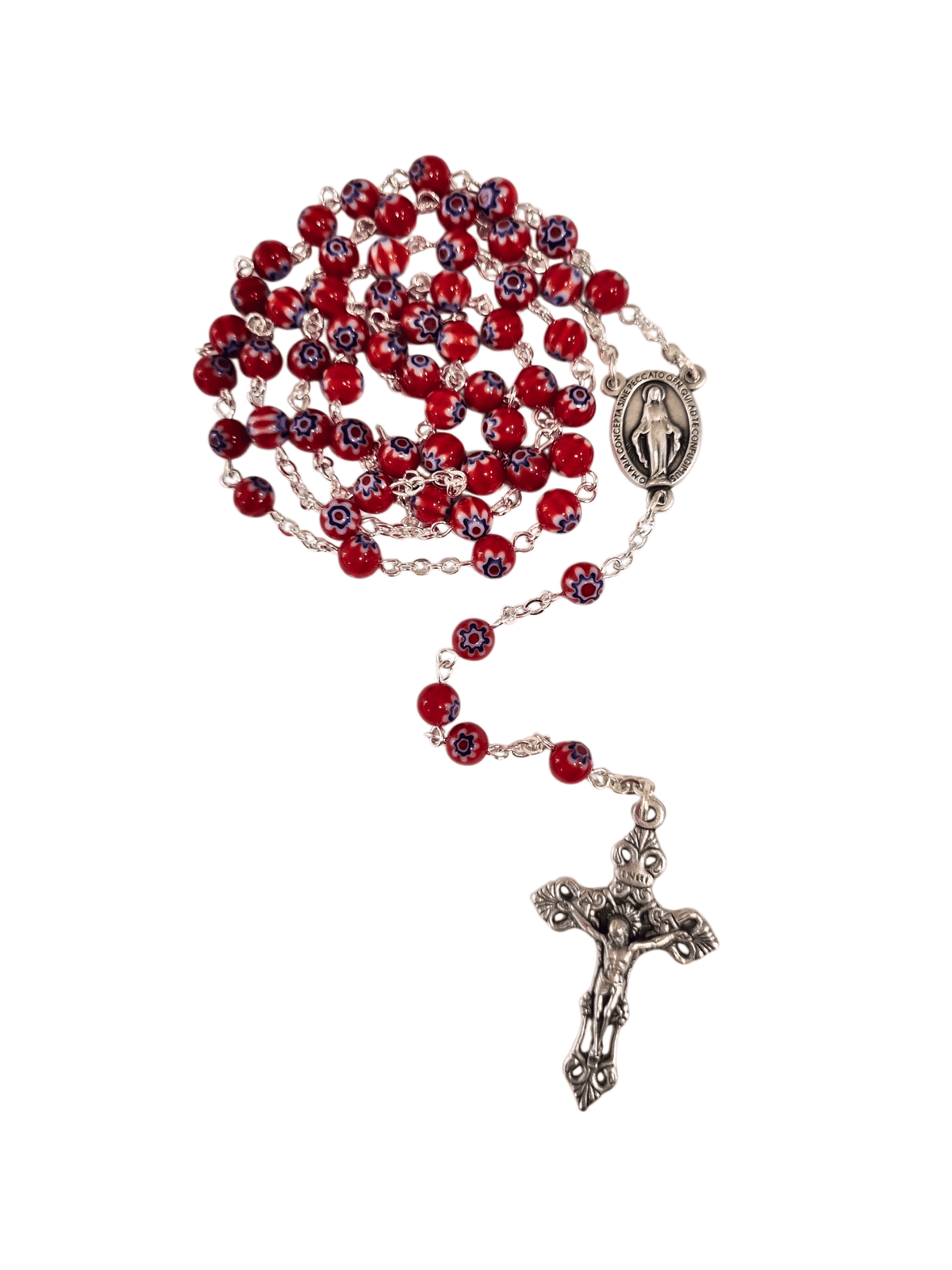 Terço Italiano de Mosaico Veneziano Vermelho 6 mm-TerraCotta Arte Sacra