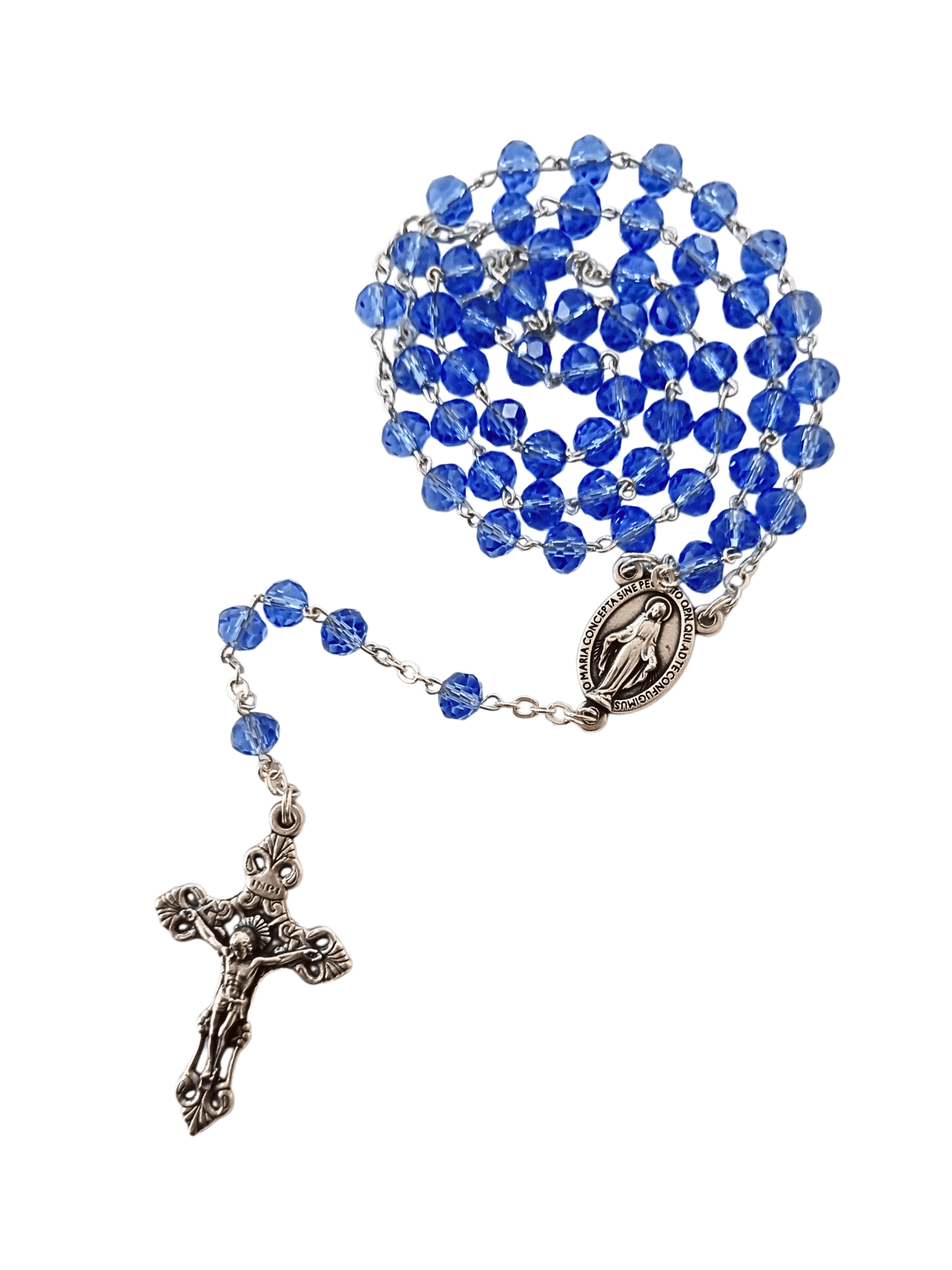 Terço Italiano de Murano Azul Celeste 6 mm-TerraCotta Arte Sacra