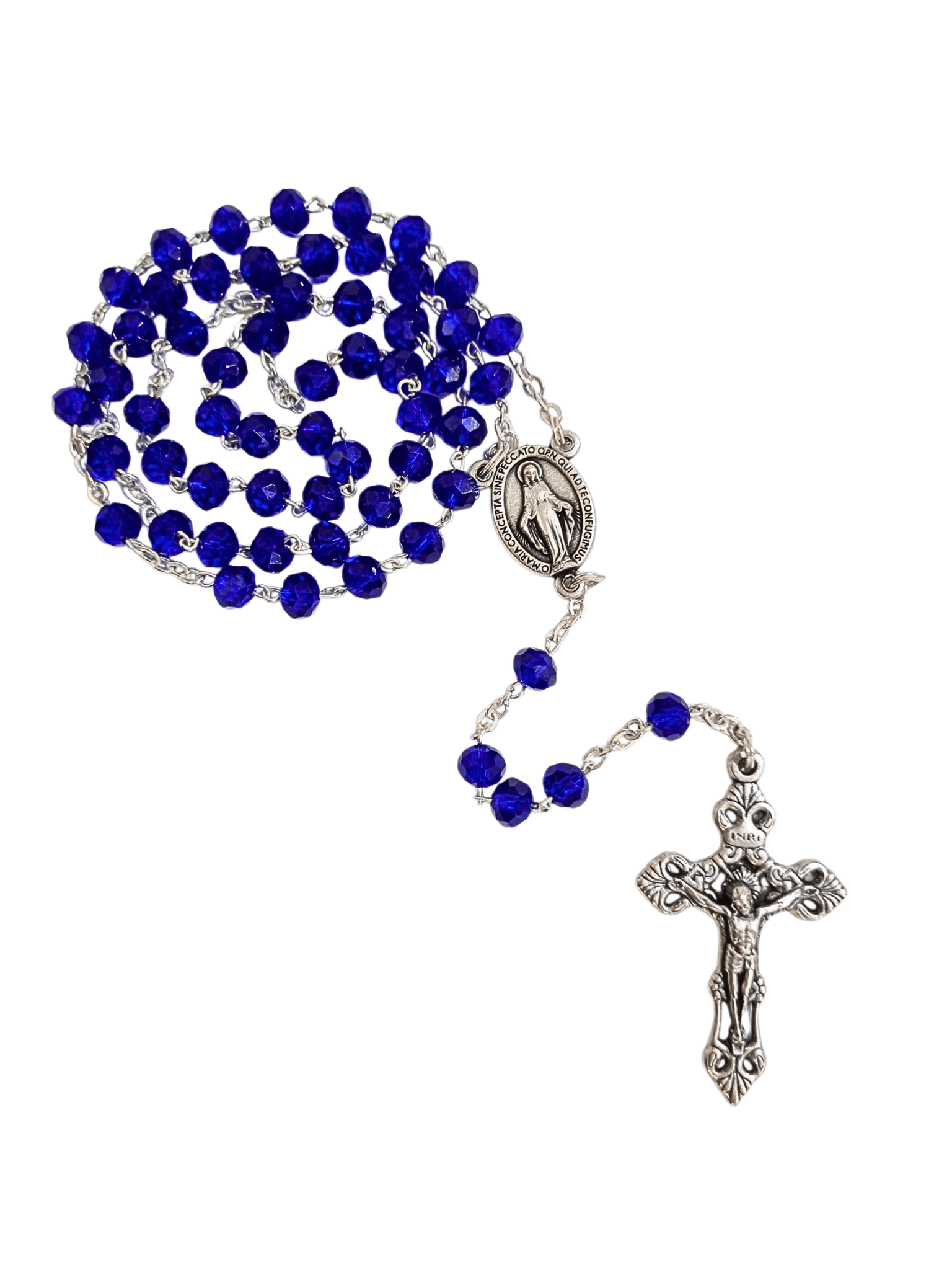 Terço Italiano de Murano Azul Royal 6 mm-TerraCotta Arte Sacra