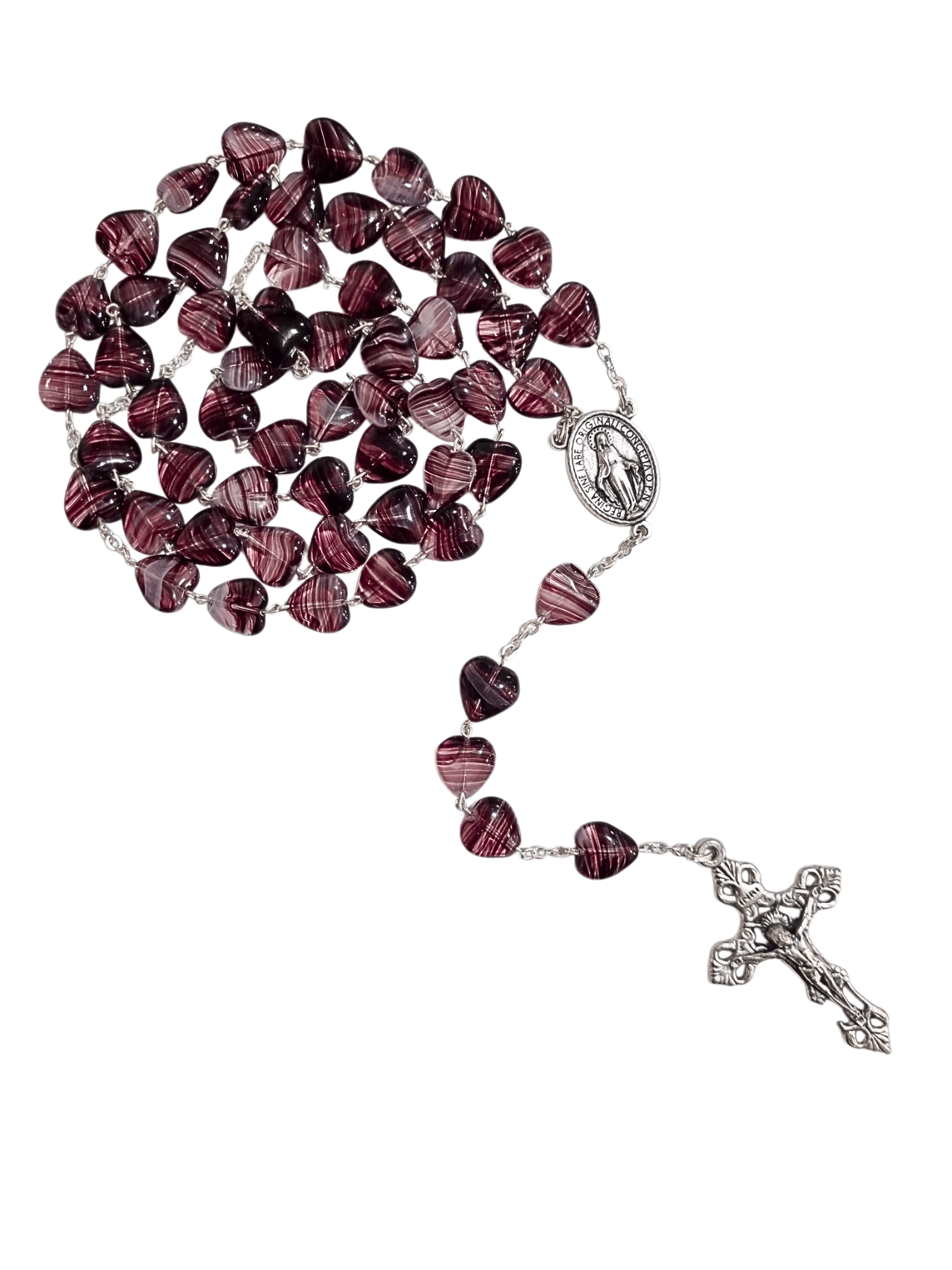 Terço Italiano de Murano Coração Roxo 10 mm-TerraCotta Arte Sacra