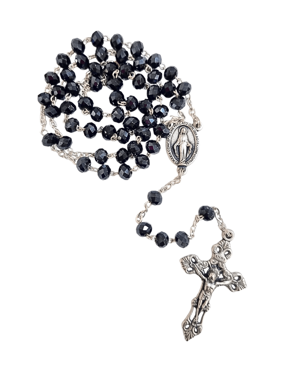 Terço Italiano de Murano Grafite 6 mm-TerraCotta Arte Sacra