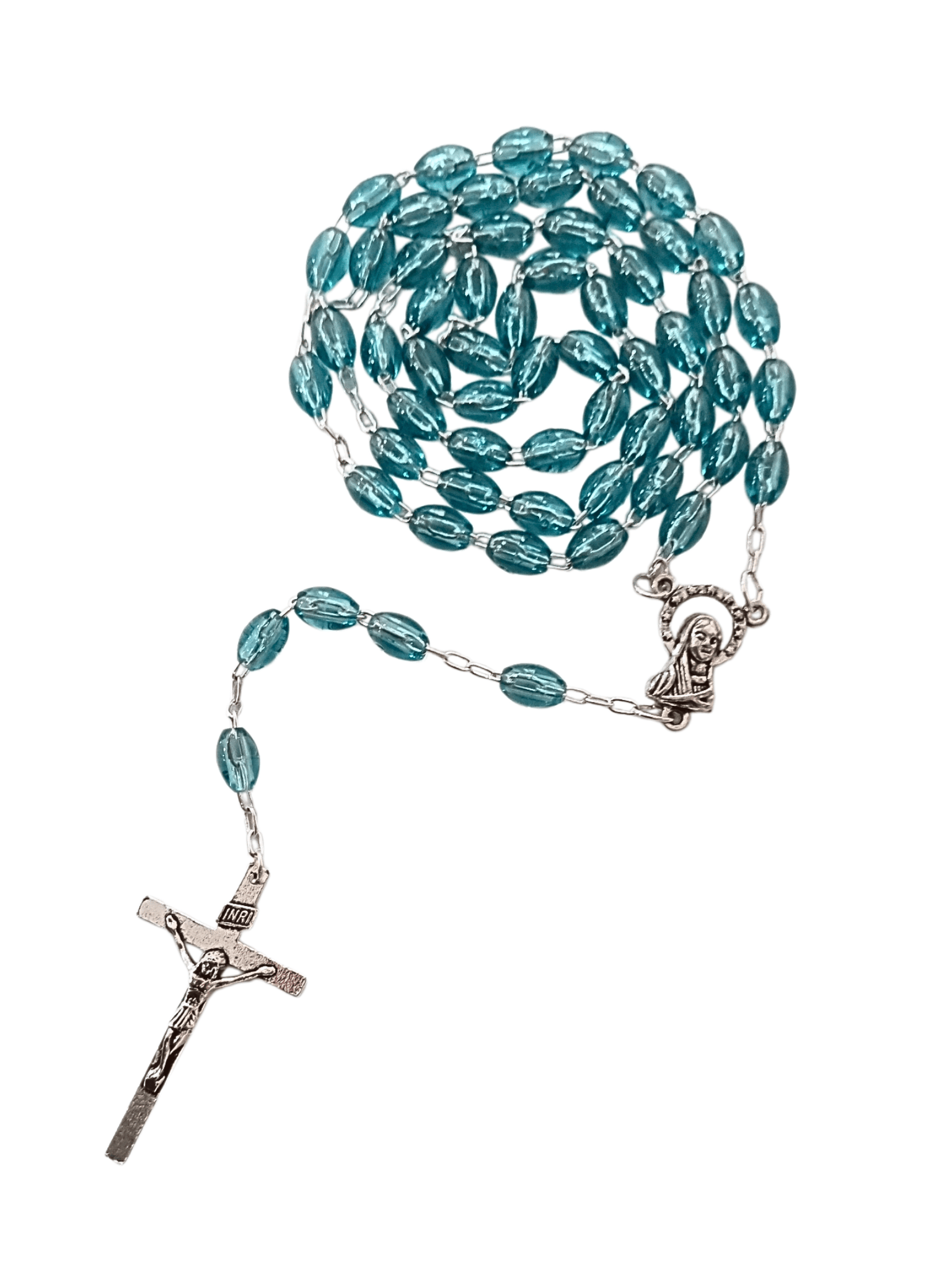 Terço Italiano de Murano Oval Azul 6 mm-TerraCotta Arte Sacra