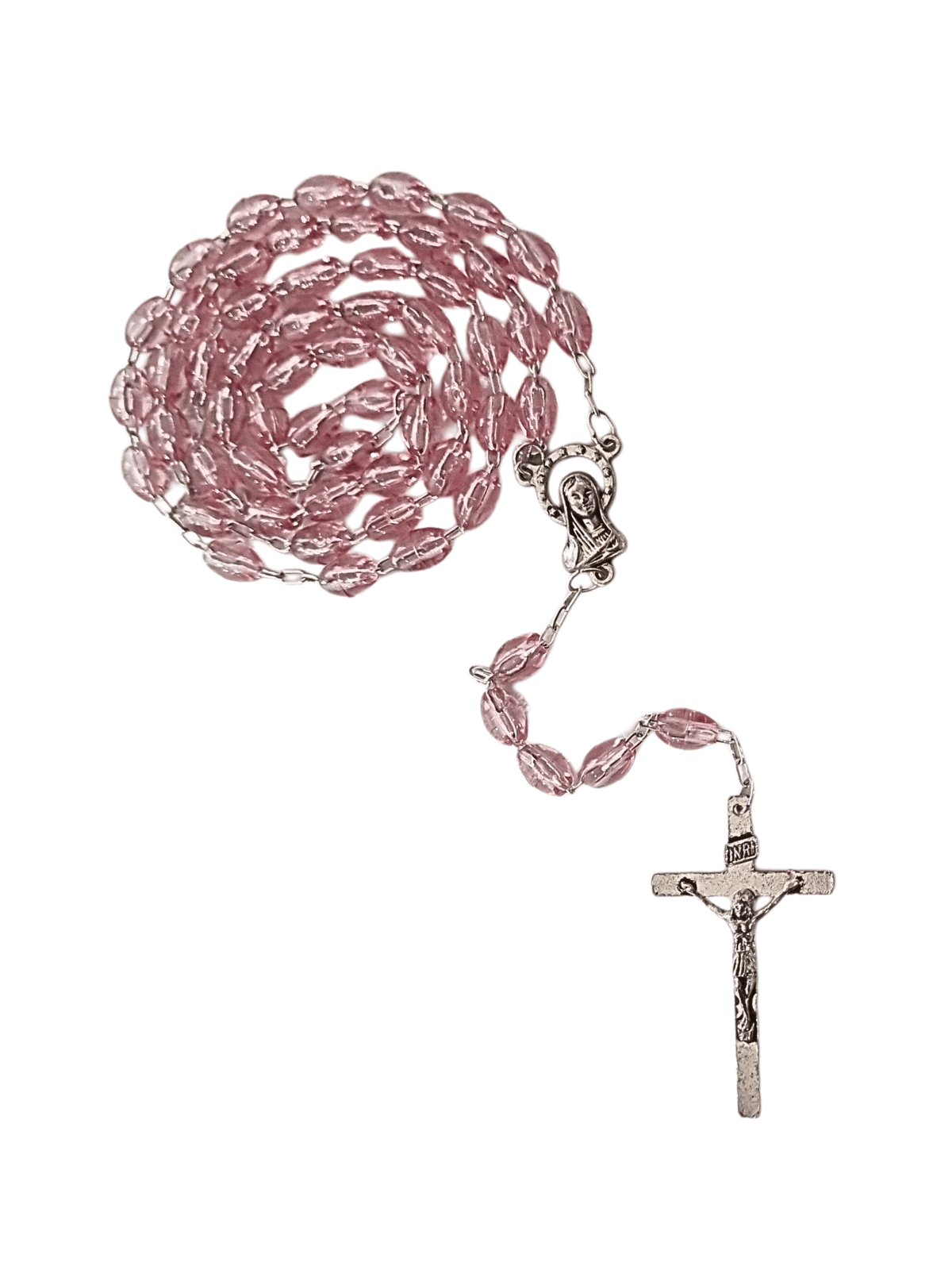 Terço Italiano de Murano Oval Rosa 6 mm-TerraCotta Arte Sacra