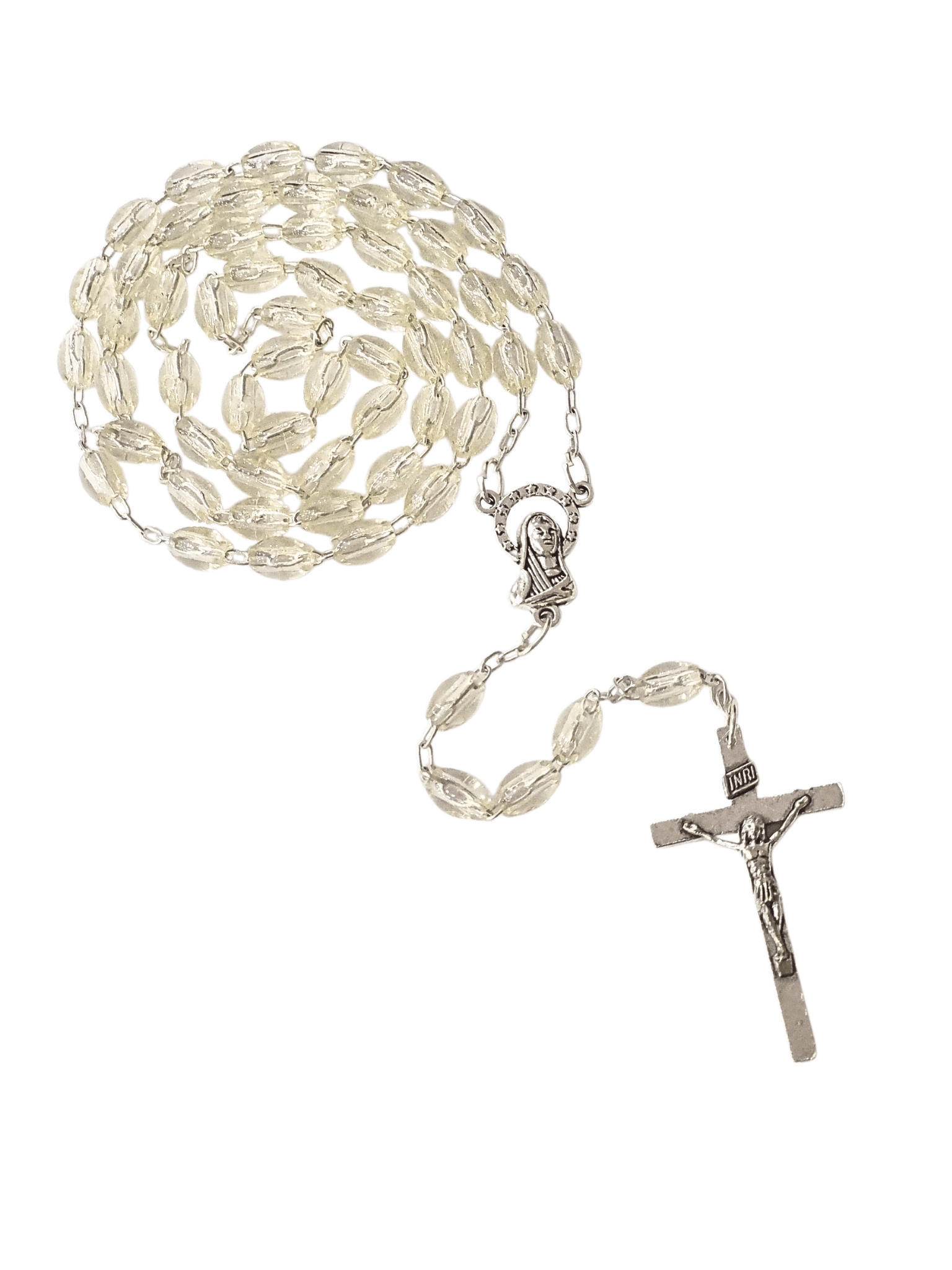 Terço Italiano de Murano Oval Transparente 6 mm-TerraCotta Arte Sacra