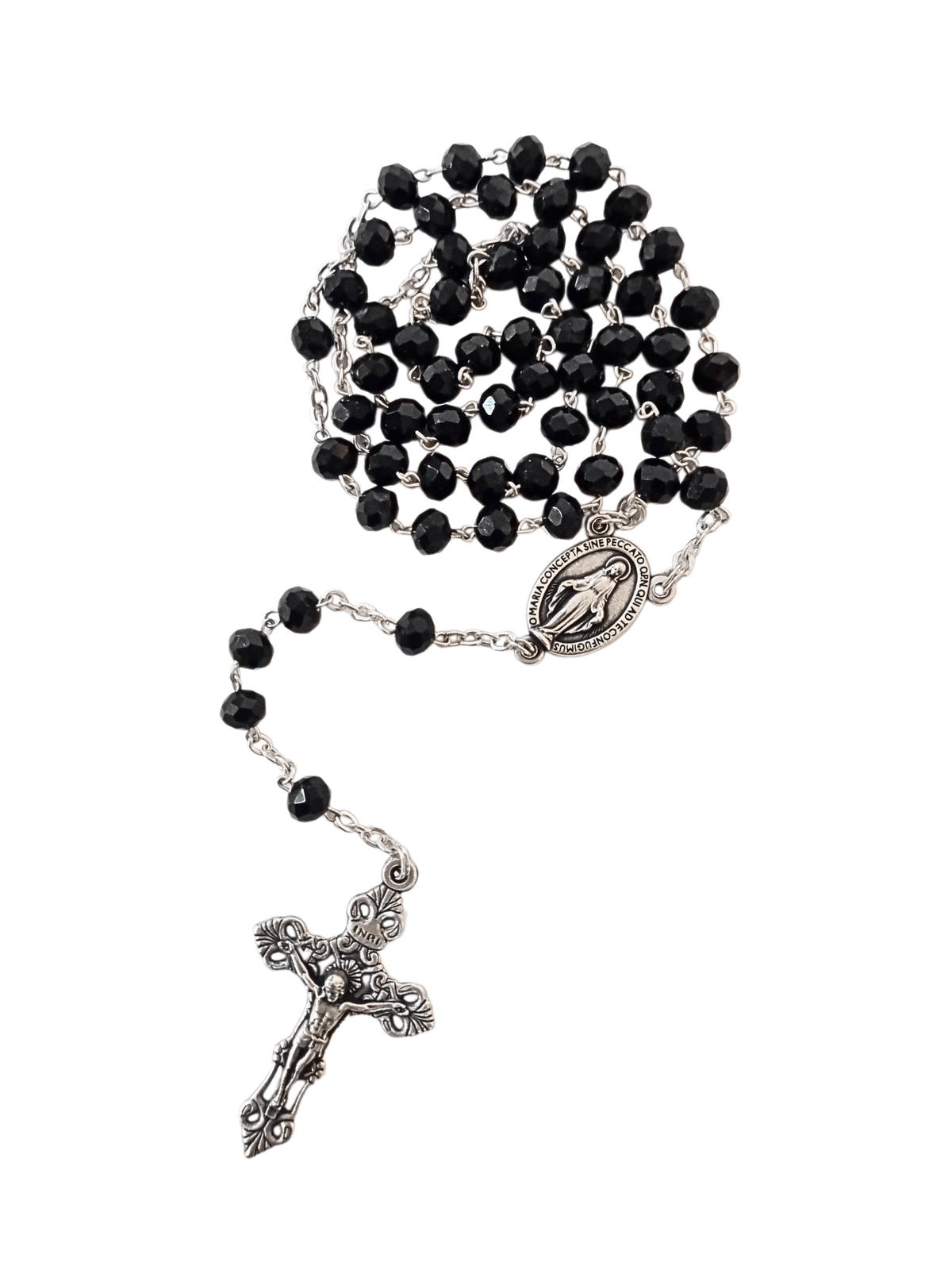 Terço Italiano de Murano Preto 6 mm-TerraCotta Arte Sacra