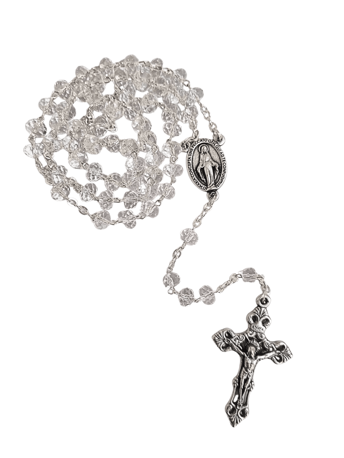 Terço Italiano de Murano Transparente 6 mm-TerraCotta Arte Sacra