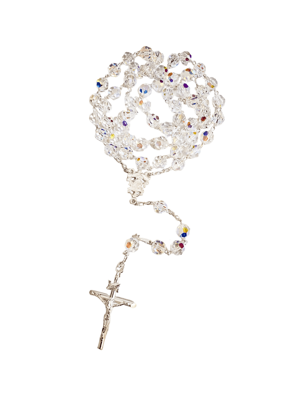 Terço Italiano em Prata de Lei 925 e Cristais Swarovski-TerraCotta Arte Sacra