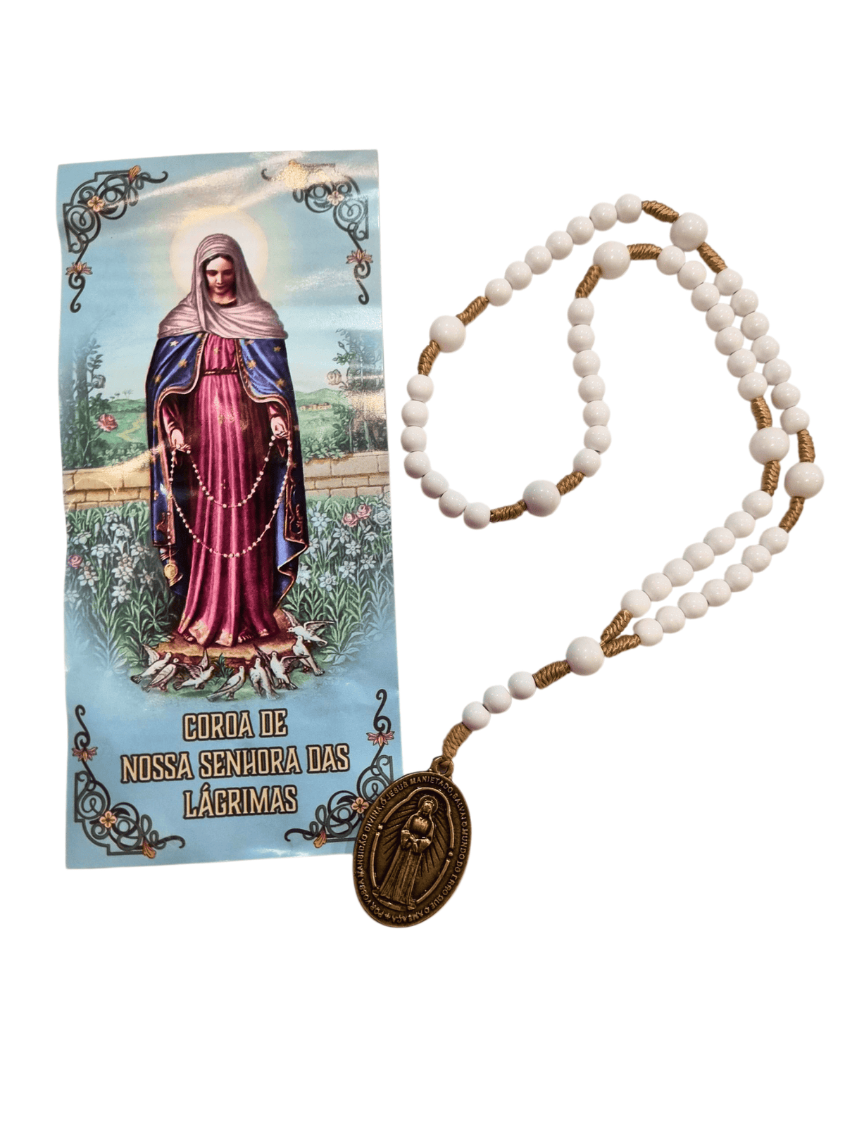 Terço Perolado Nossa Senhora das Lágrimas (Coroa de Lágrimas)-TerraCotta Arte Sacra