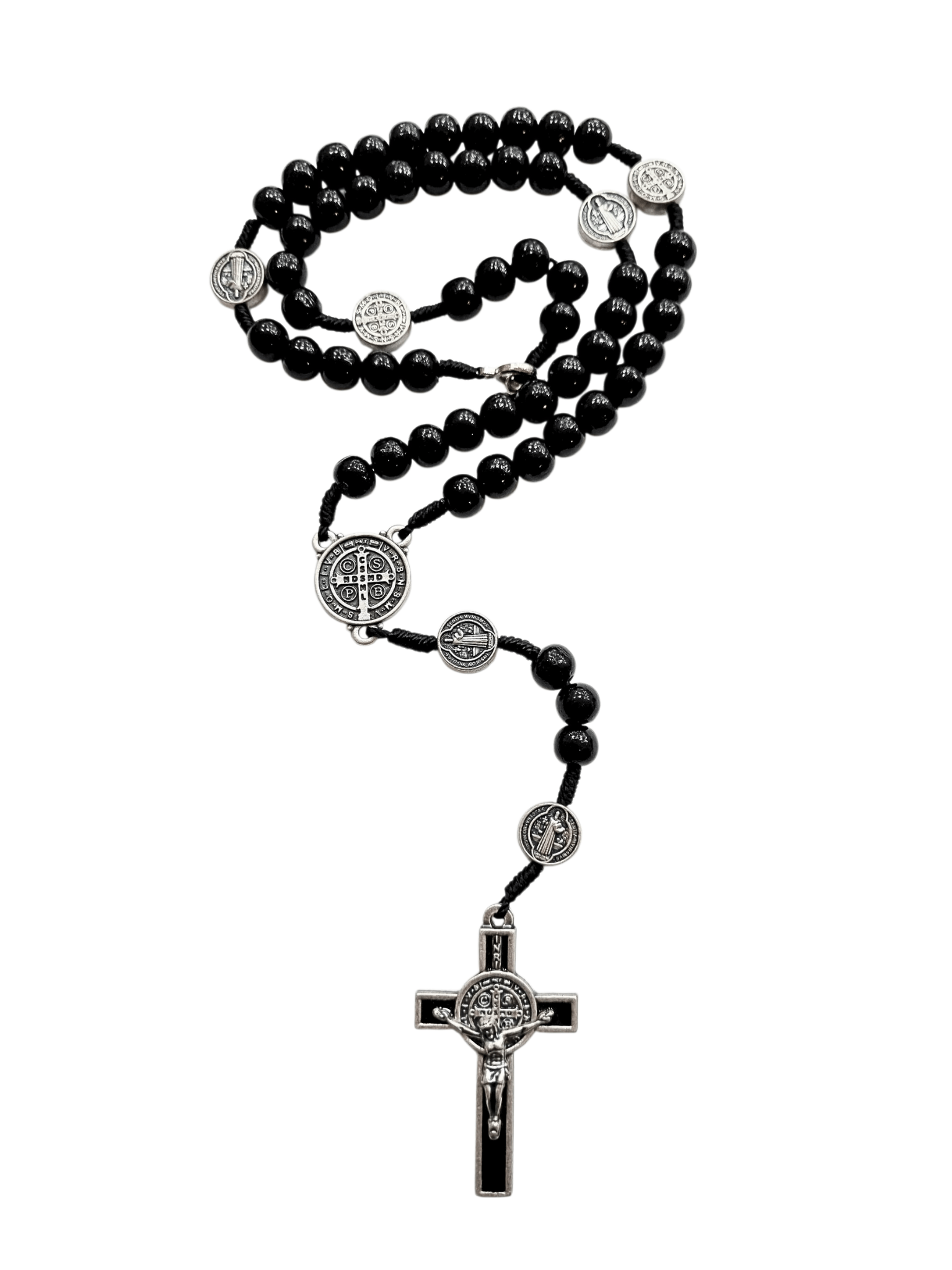 Terço de Cordão com Contas em Madeira Medalhas de São Bento-TerraCotta Arte Sacra