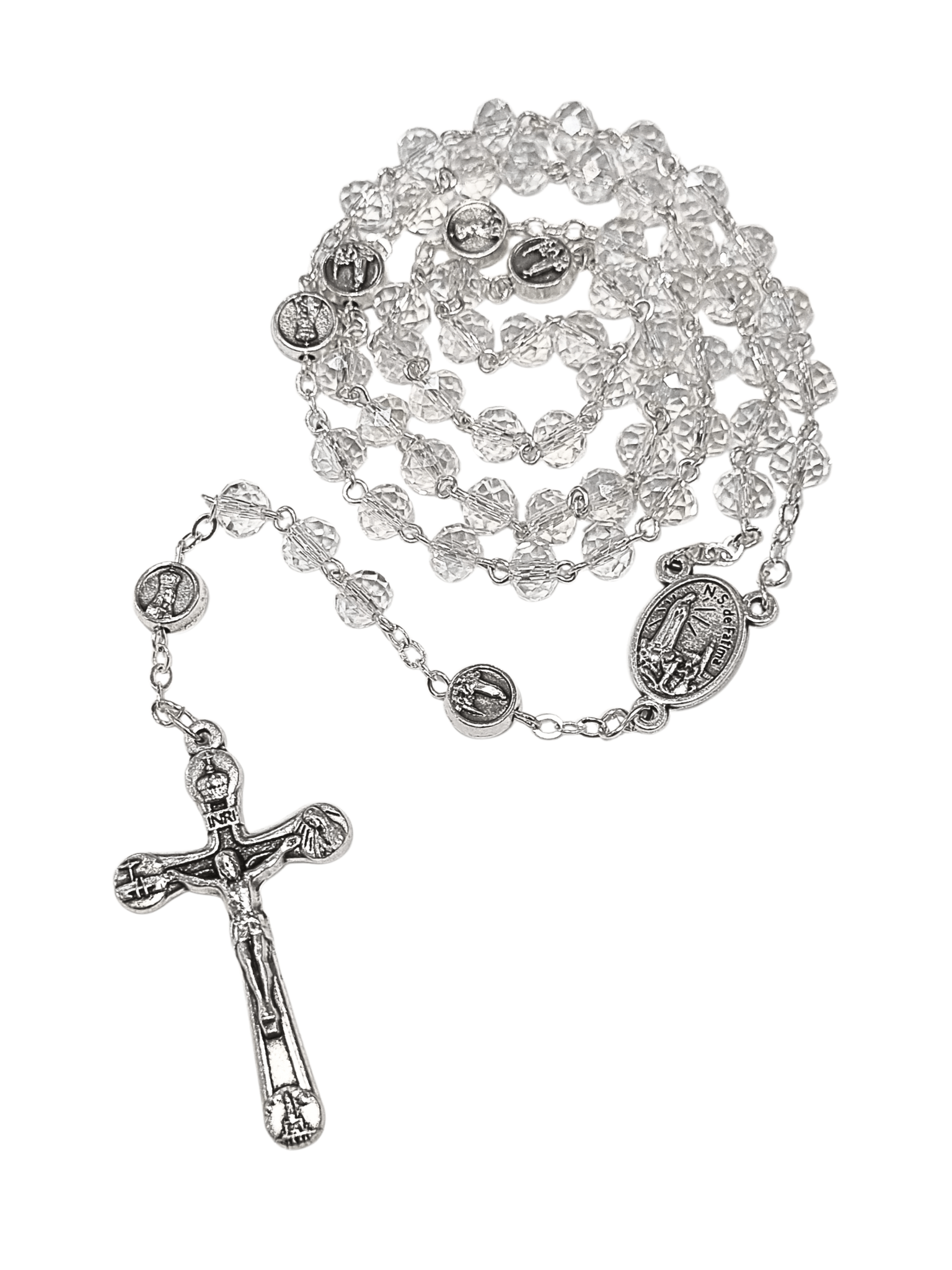 Terço de Cristal Donut Transparente de Nossa Senhora de Fátima Feito em Portugal-TerraCotta Arte Sacra