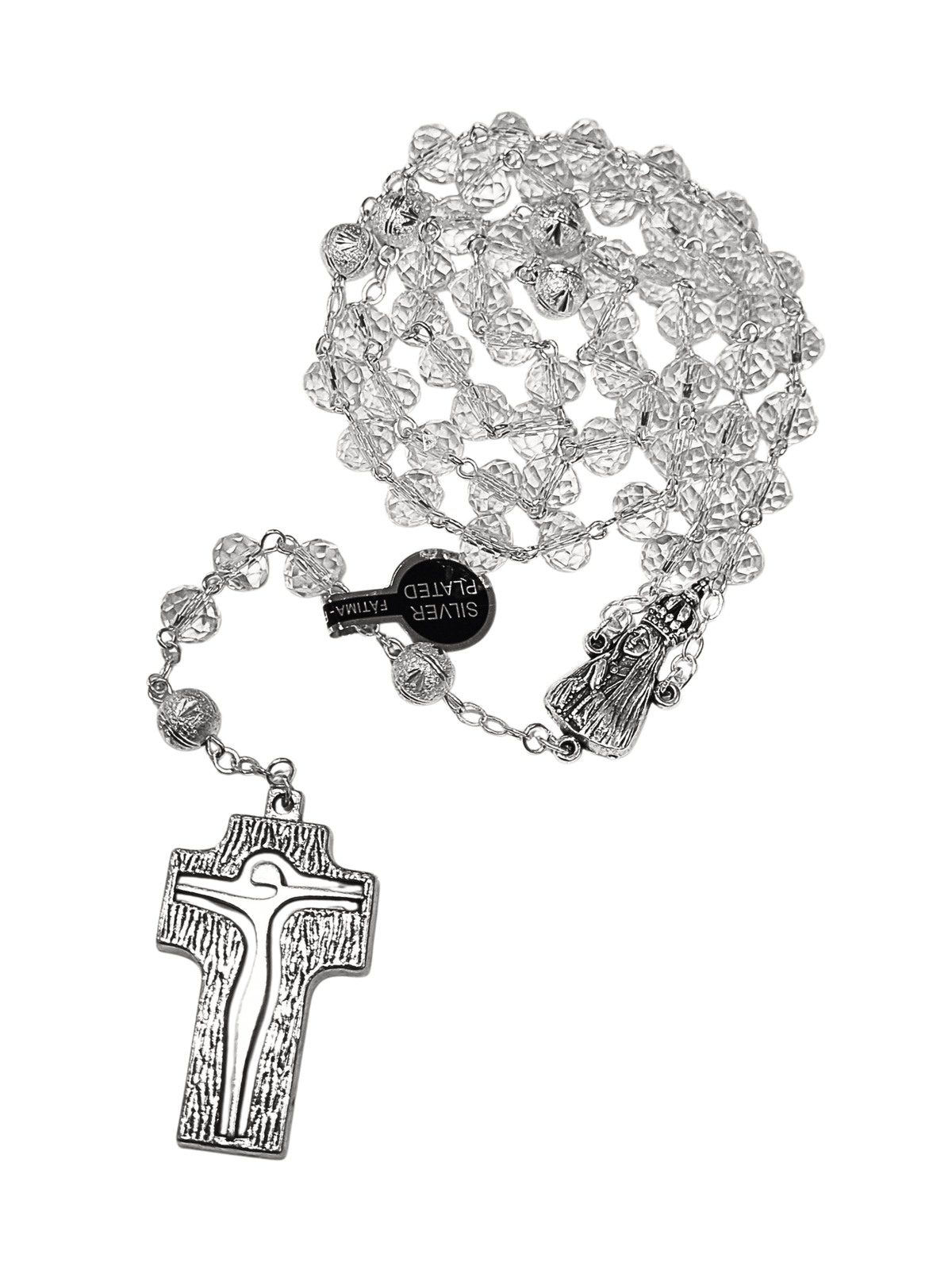 Terço de Cristal Fátima Portugal em Cristal Transparente-TerraCotta Arte Sacra