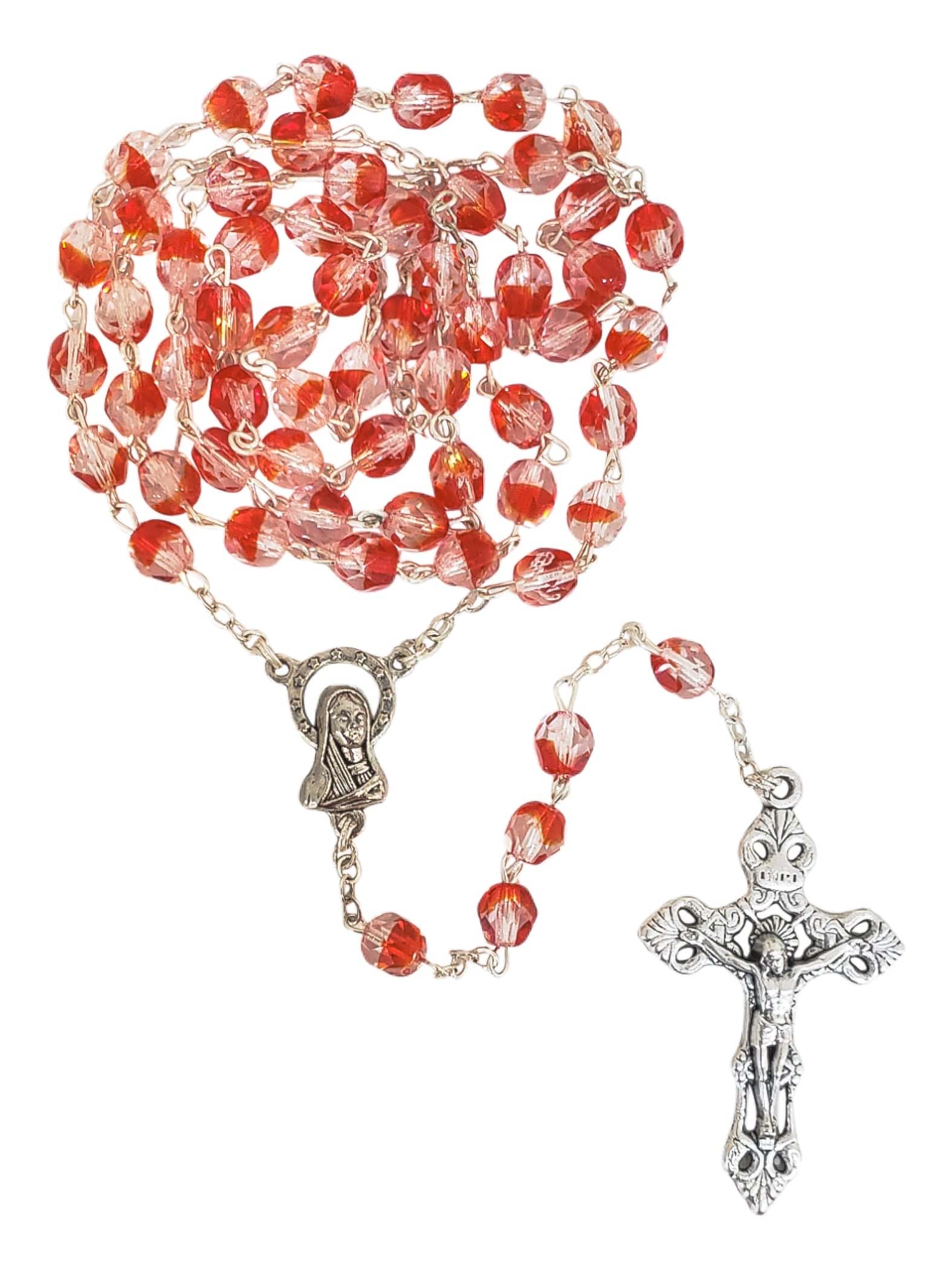 Terço de Cristal Italiano Bicolor-TerraCotta Arte Sacra