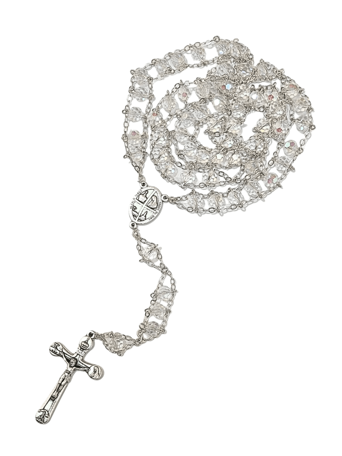 Terço de Cristal Transparente de Nossa Senhora de Fátima Feito em Portugal-TerraCotta Arte Sacra