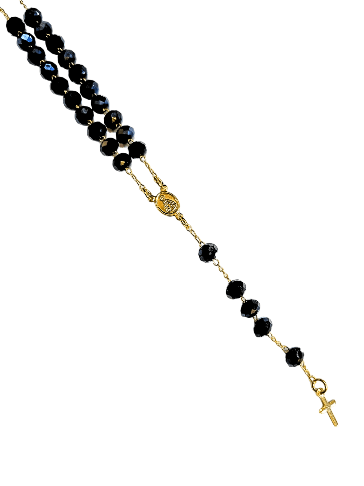 Terço de Cristal de Vidro Azul Petróleo-TerraCotta Arte Sacra