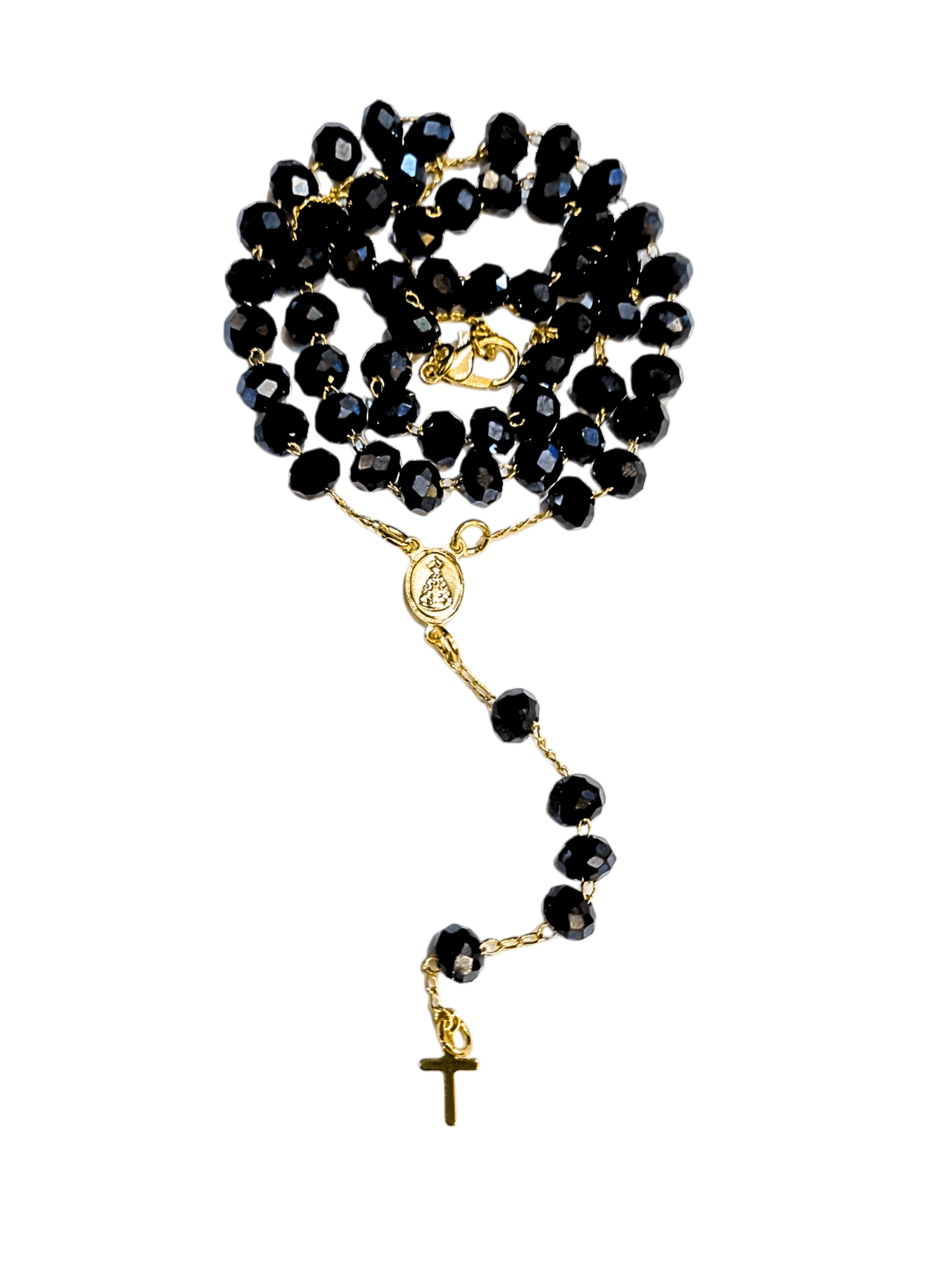 Terço de Cristal de Vidro Azul Petróleo-TerraCotta Arte Sacra