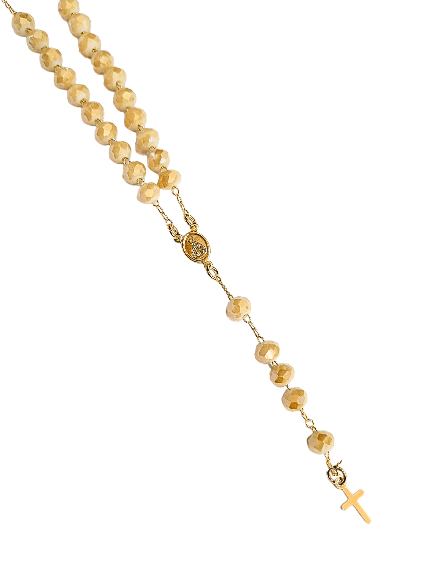 Terço de Cristal de Vidro Doce de Leite-TerraCotta Arte Sacra